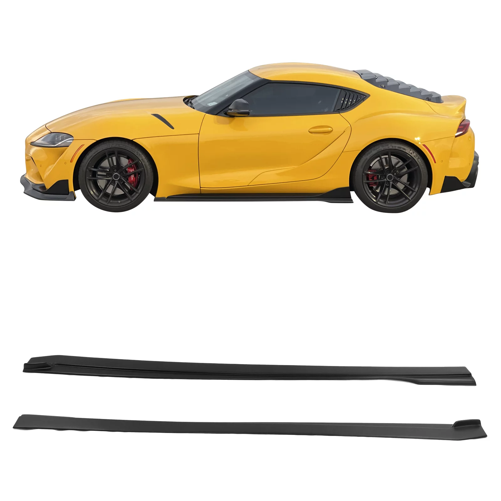 Ikon Motorsports 2PCS Side Skirts Extension Rocker Panel Bodykit Replacement Compatible With 2020-2023 Toyota GR Supra A90 IKON Style PP Polypropylene Matte Black 2021 2022