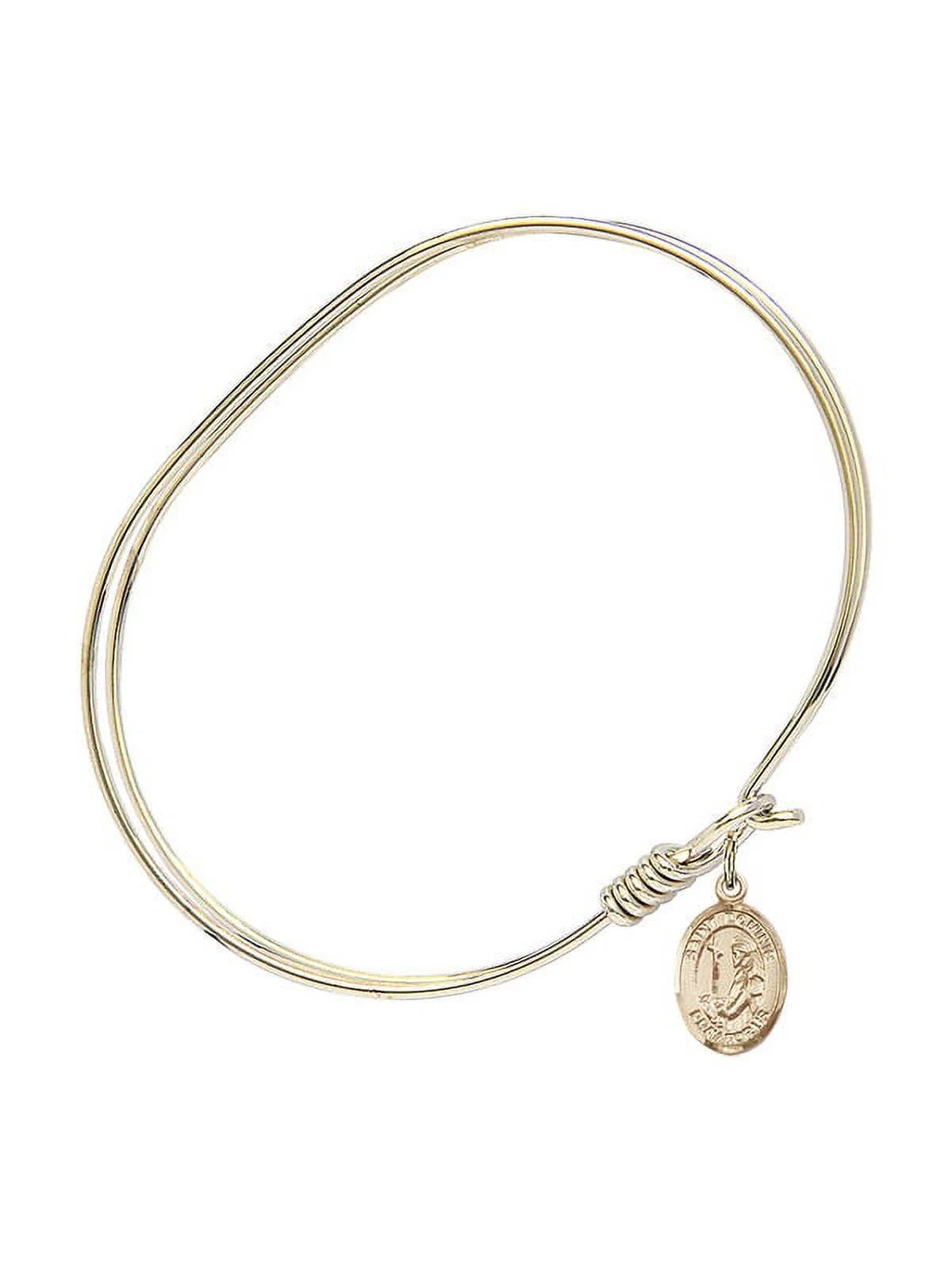 7 inch Oval Eye Hook Bangle Bracelet w/ St. Dominic de Guzman in Gold-Filled