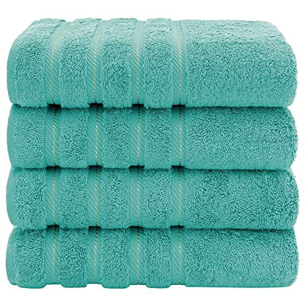 American Soft Linen Luxury Hotel & Spa Quality, Turkish Cotton, 27x54 Inches 4-Piece Bath Towel Set for Maximum Softness & Absorbency, Dry Quickly - Turquoise Blue