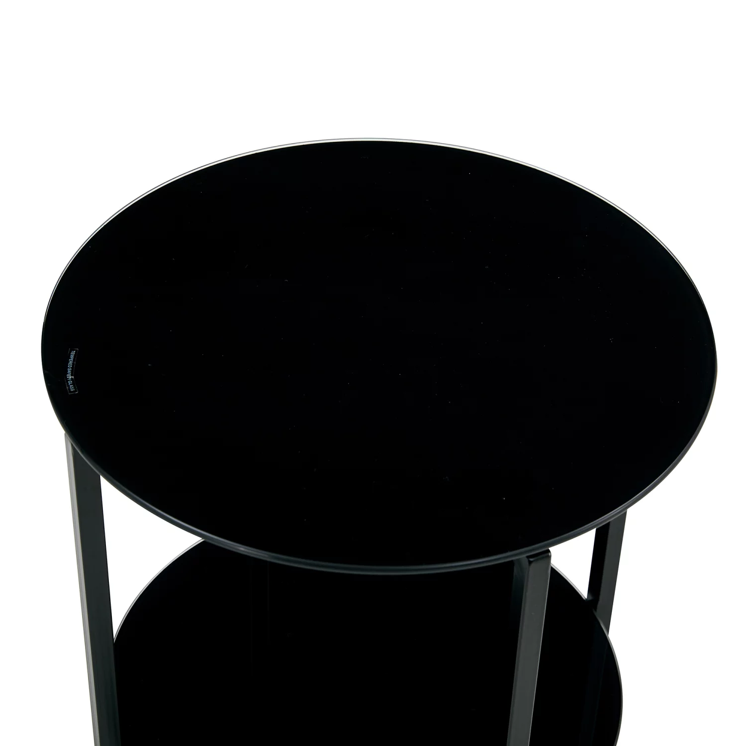 Elegant and Modern 2-Layer Black Tempered Glass End Table  Stylish Round Coffee Table for Office  Living Room  and Bedroom