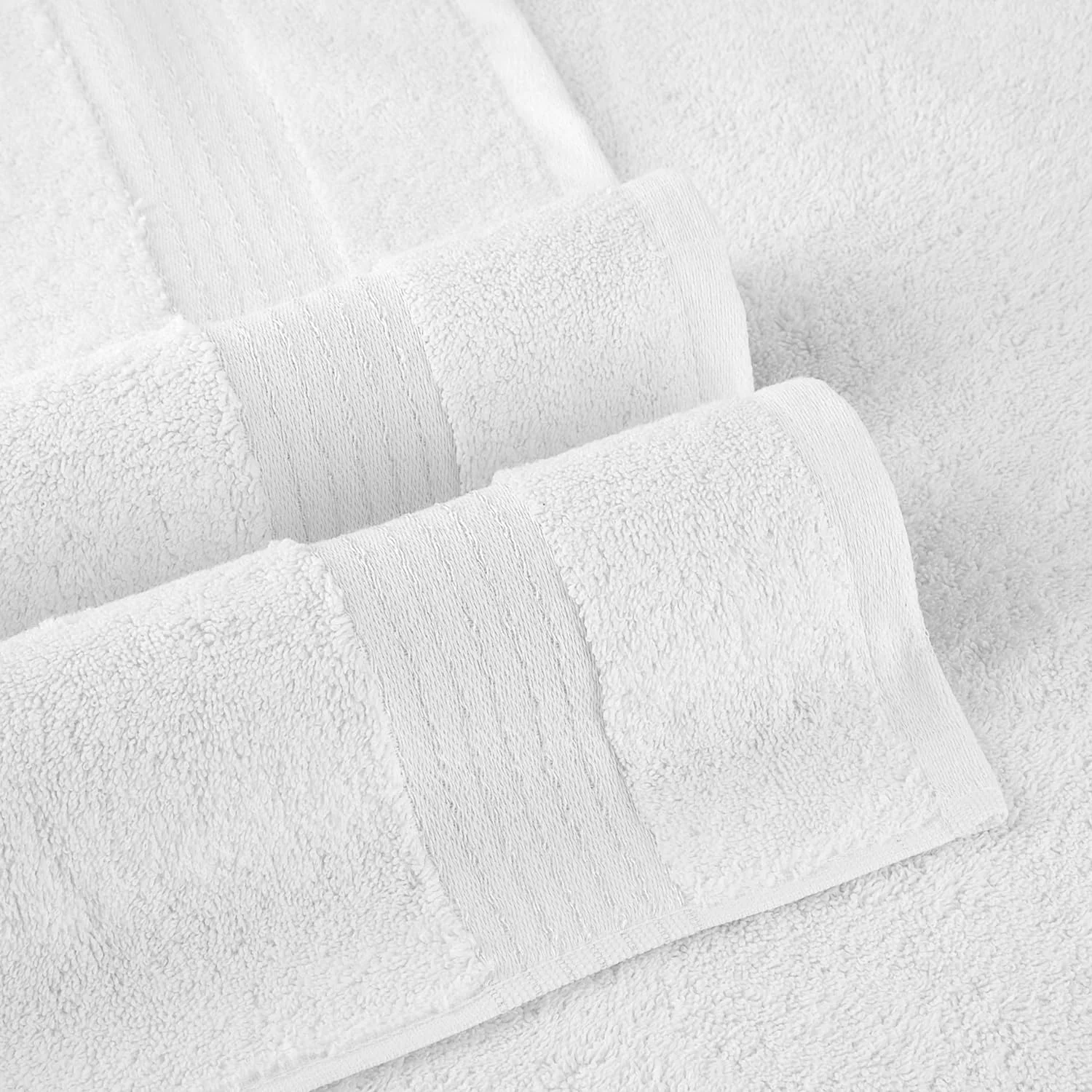 Holiday Gift Cotton 6-Piece Towel Set, Includes 2 Washcloths, 2 Hand Towels and 2 Bath Towels, 100% Turkish Cotton - Highly Absorbent and Super Soft Towels for Bathroom, White