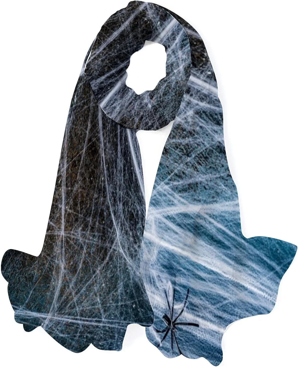 Dreamtimes Halloween Cobwebs Long Silk Neck Scarf Lightweight Shawl Wrap Scarves for Women Girls