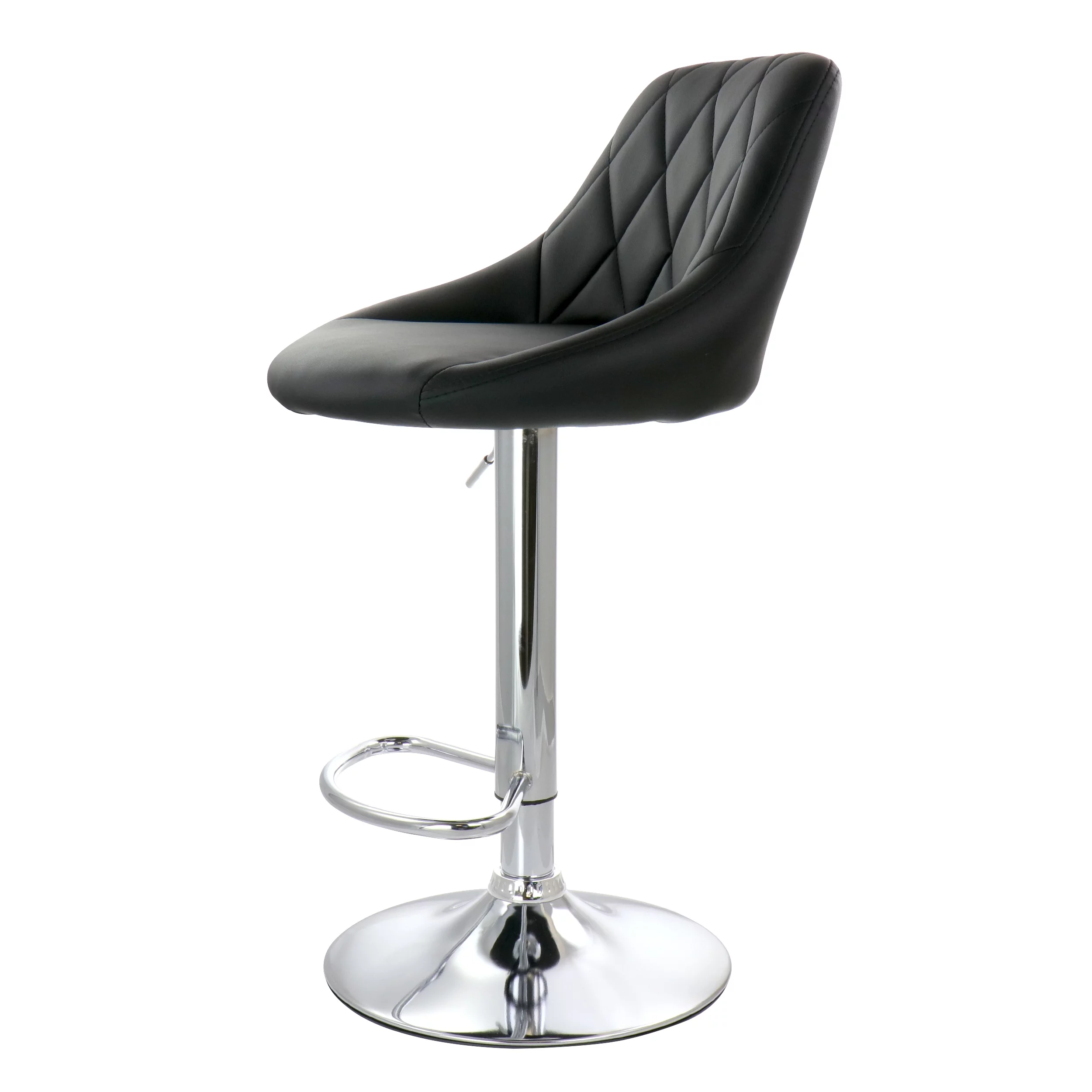 Elama Bar Stool with Adjustable Height & Swivel, Black and Chrome, Set of 2