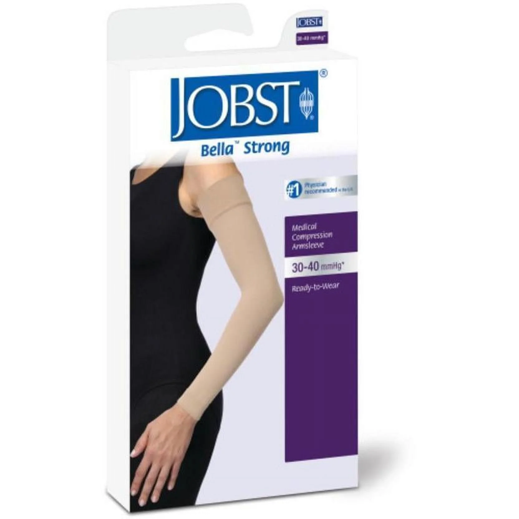 BSN Medical/Jobst 102385 Bella Strong and Gauntlet Armsleeve, 30-40 mmHg, Black, Regular, Size 5