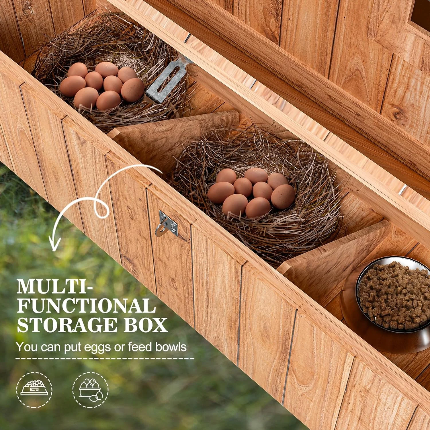 Oarlike Chicken Coop Wooden Outdoor Chicken Hen House with Nesting Box and Leakproof Pull-on Tray, Poultry Cage Duck Coop with Waterproof Roof