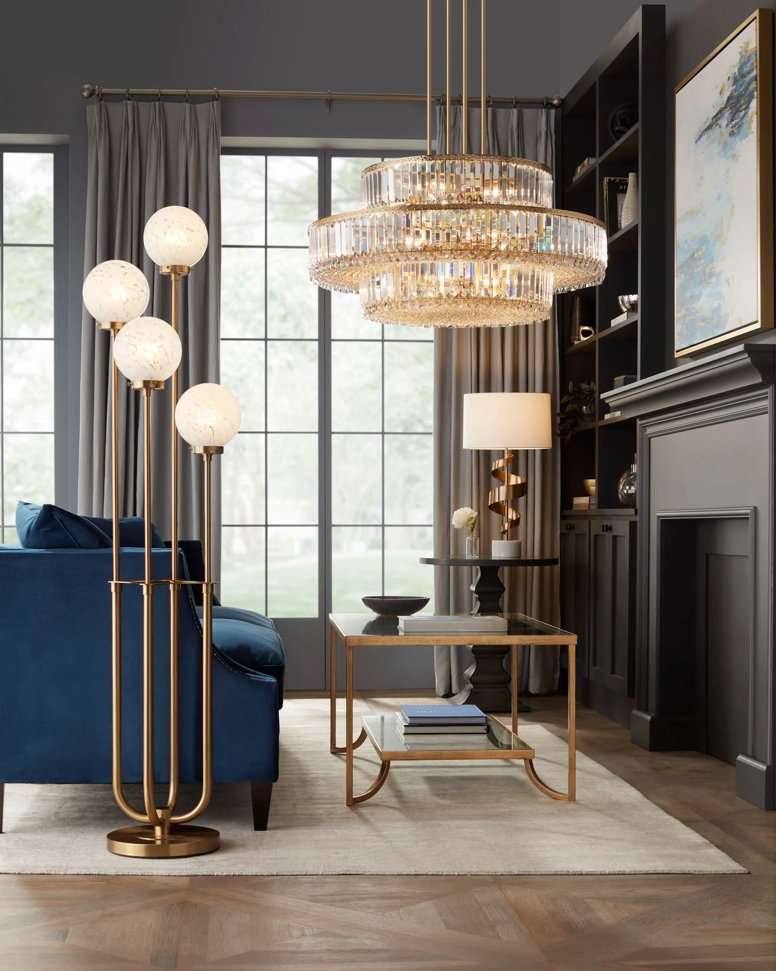 55 Downing Street Traditional Gray Slate Round Accent Table 25 3/4