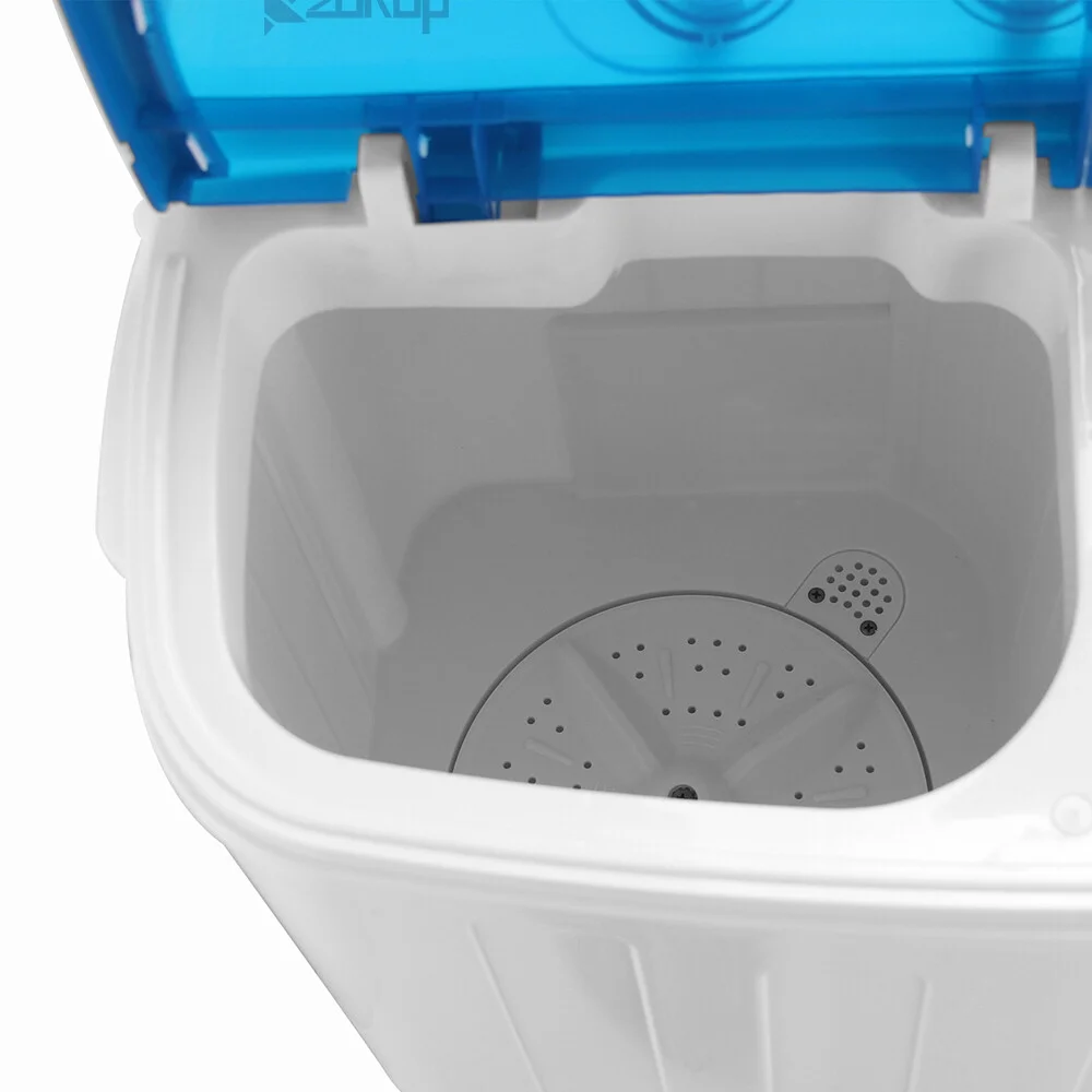 13Lbs Semi-automatic Twin Tube Washing Machine,Compact Twin Tub with Built-in Drain Pump-White & Blue