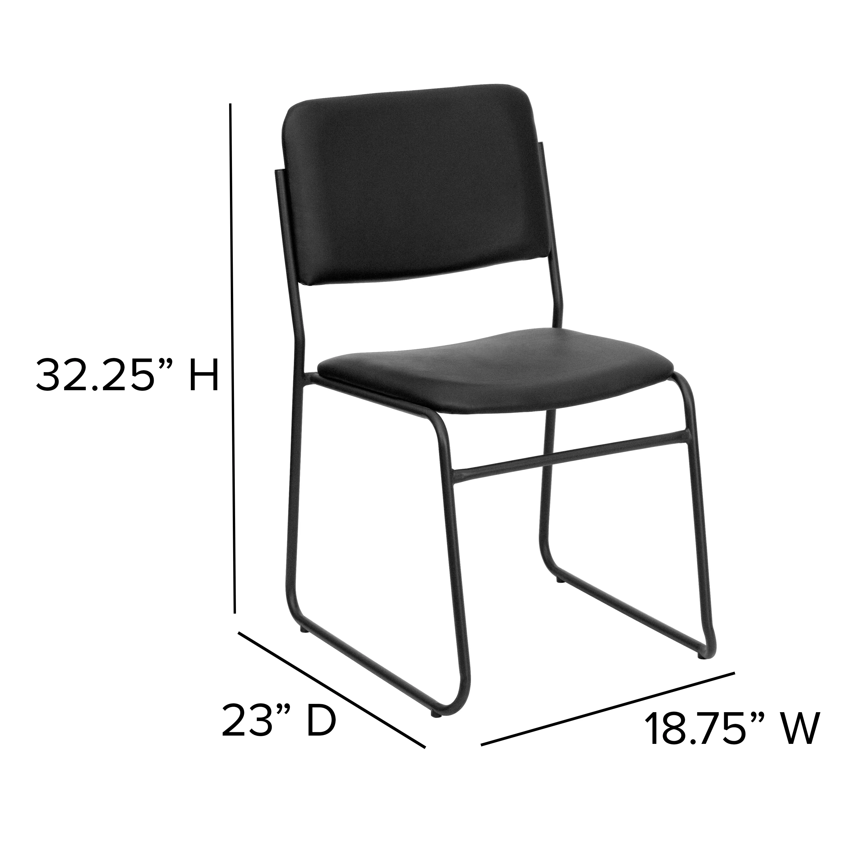 Emma + Oliver 500 lb. Capacity High Density Black Vinyl Stacking Chair