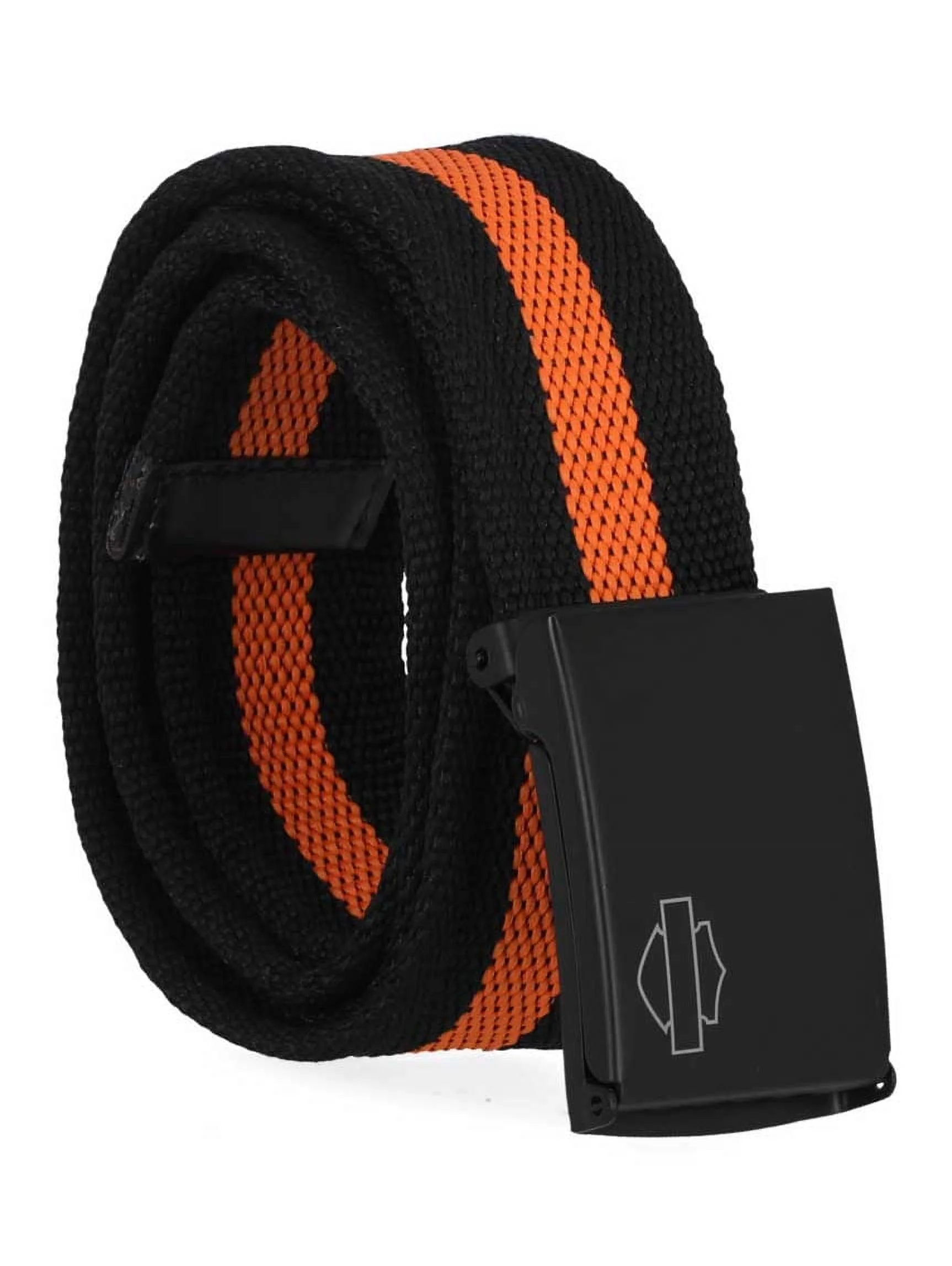 Harley-Davidson Mens Tactical Gun Metal Bar & Shield Nylon Belt w/ Orange (L/XL), Harley Davidson