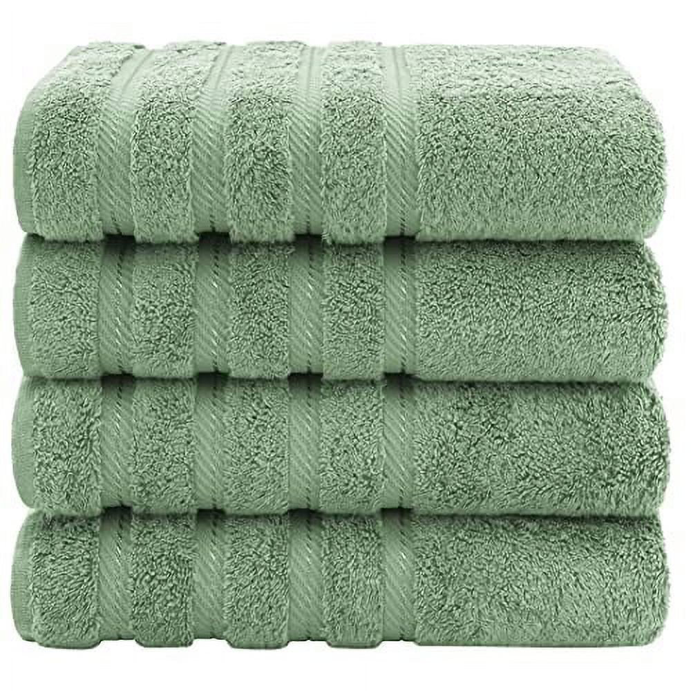 American Soft Linen Luxury Hotel & Spa Quality, Turkish Cotton, 27x54 Inches 4-Piece Bath Towel Set for Maximum Softness & Absorbency, Dry Quickly - Sage Green