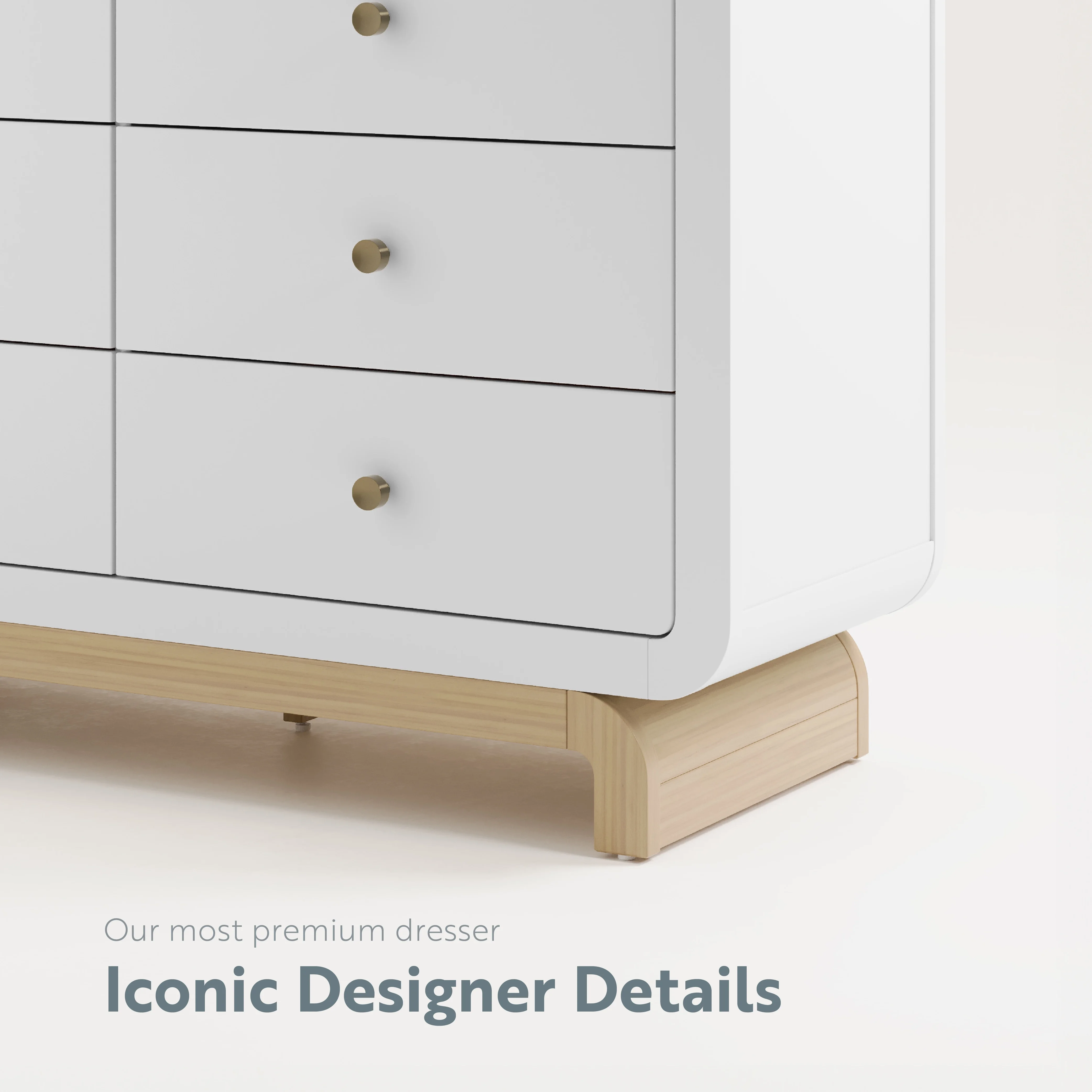 Storkcraft Santorini 6 Drawer Dresser, White with Driftwood