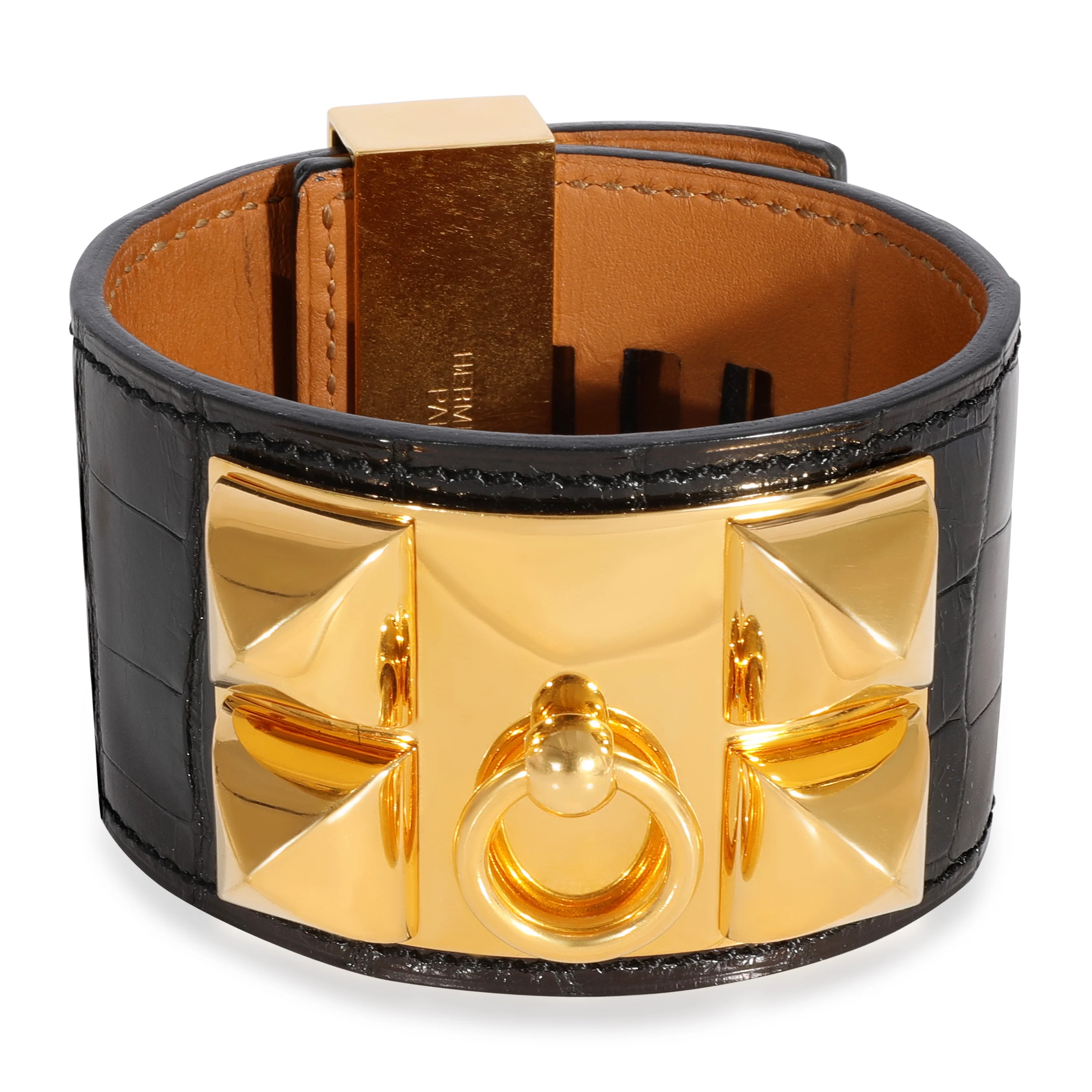 Hermès Collier de Chien Bracelet Black Shiny Alligator Bracelet 2013 Pre-Owned