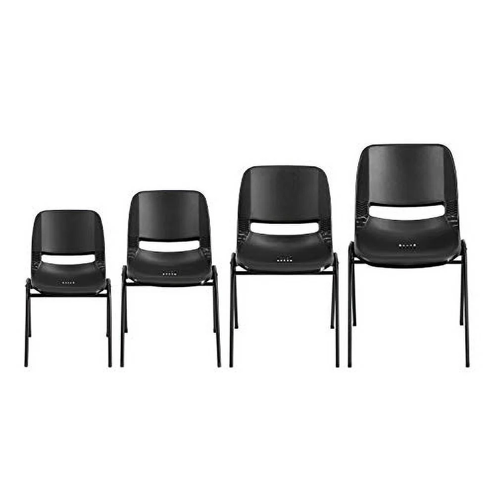EMMA + OLIVER Kid's Black Ergonomic Shell Stack Chair - Black Frame and 12