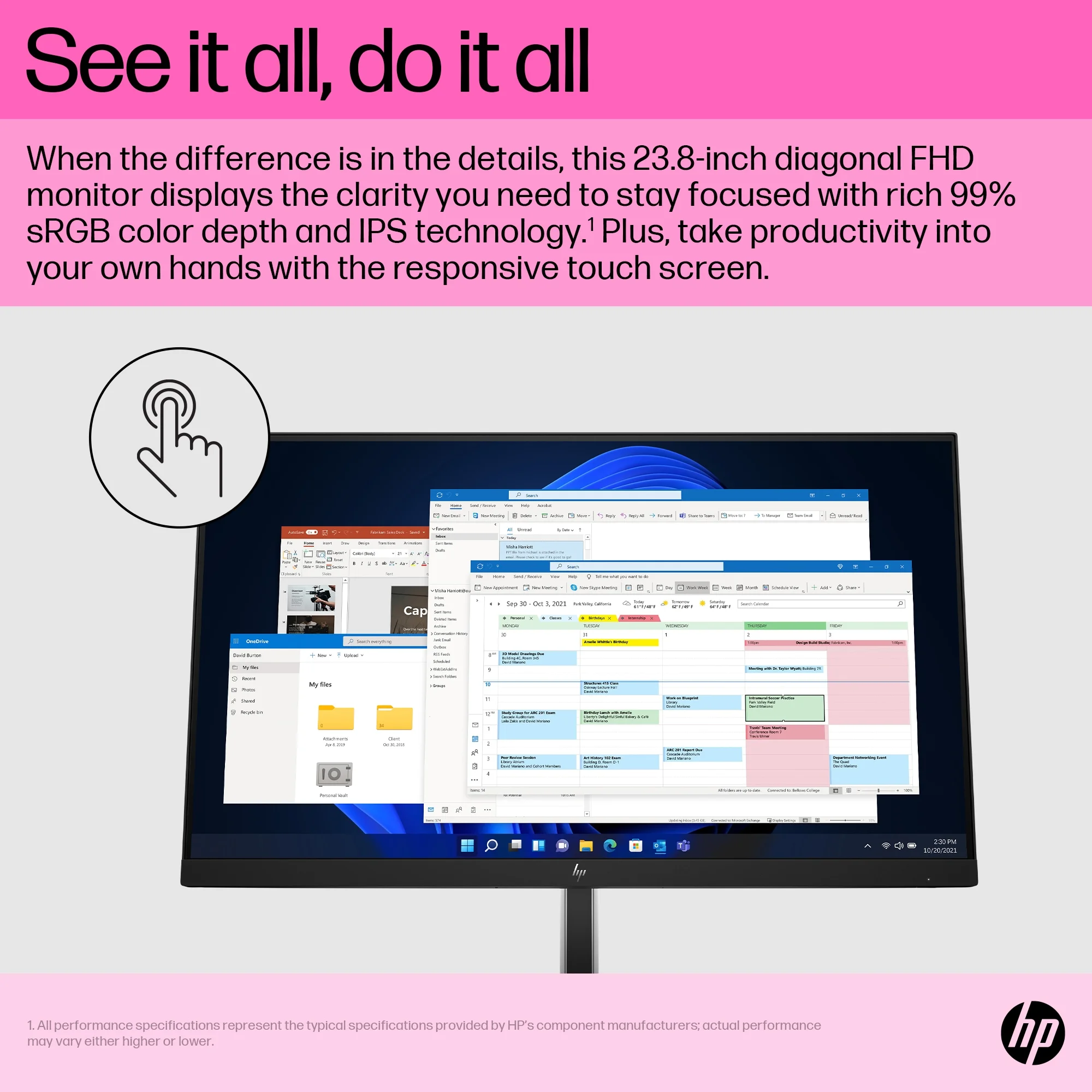 HP E24t G5 FHD Touch Monitor 23.8