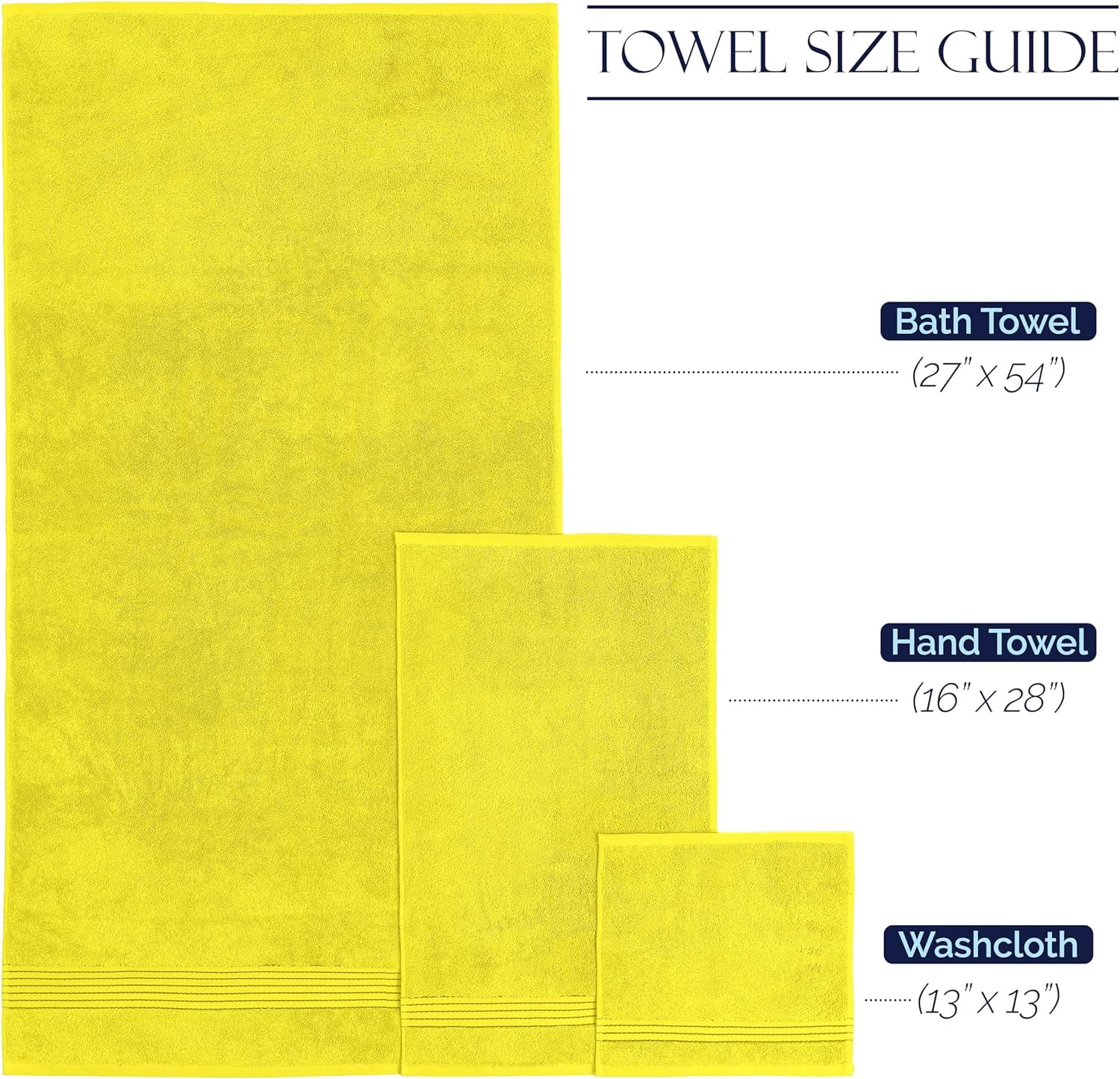 Turkish Linens Luxury Spa and Hotel Quality Premium Cotton 6-Piece Towel Set (2 x Bath Towels, 2 x Hand Towels, 2 x Washcloths), Yellow