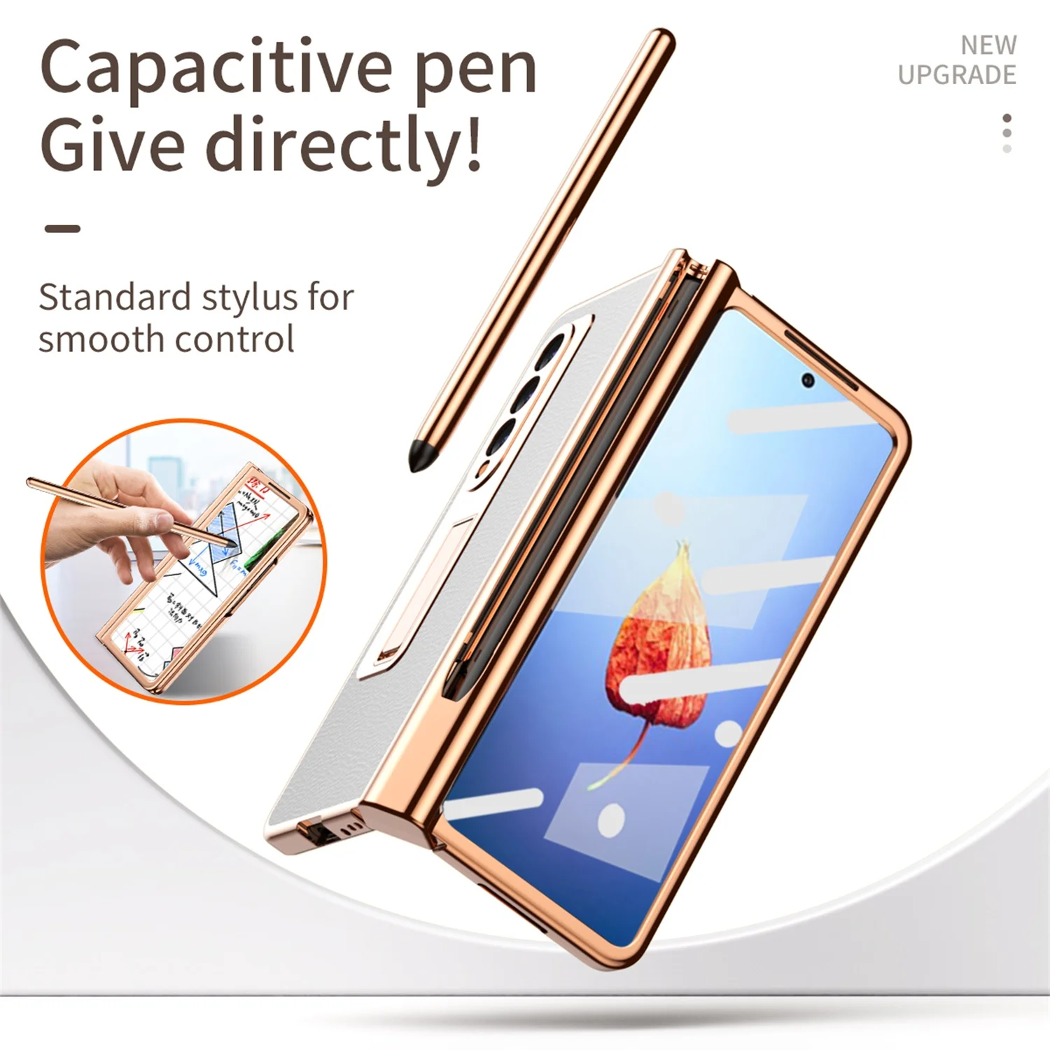 Allytech for Galaxy Z Fold 4 Case with Front Screen Protector, Hinge Protection &  S Pen Holder Built in Kickstand Shockproof Plating PC Case for Samsung Z Fold4 5G 2022, White