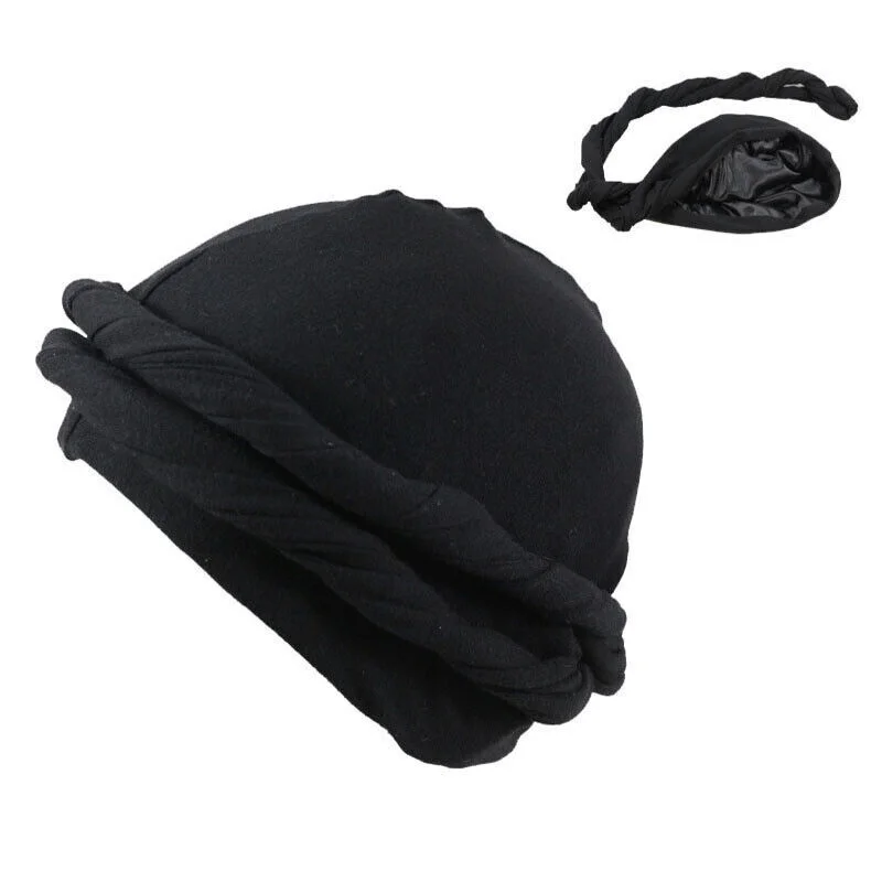 Halo Turban Durag for Men Satin Silk Lined Elastic Turban Head Wrap Head Scarf