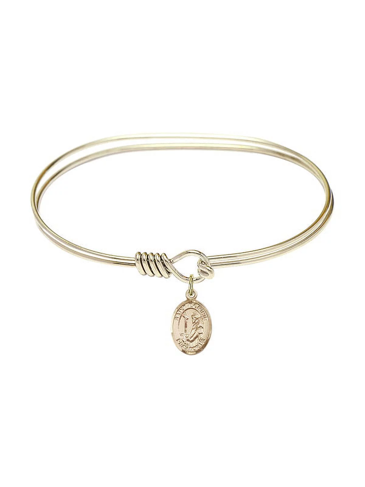 7 inch Oval Eye Hook Bangle Bracelet w/ St. Dominic de Guzman in Gold-Filled