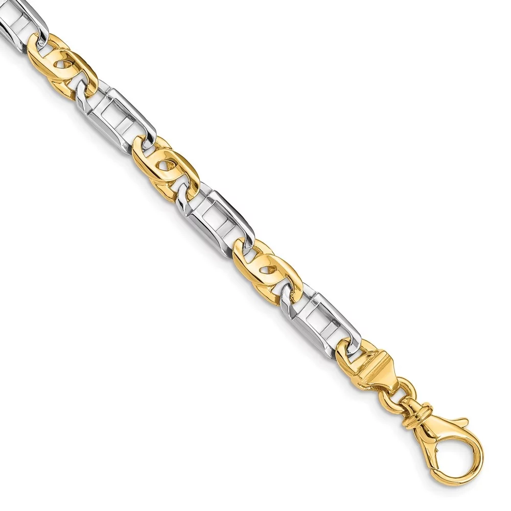 Auriga 14K Two-Tone Gold 5.5mm Hand Fancy Link Bracelet 7.5inch for Women