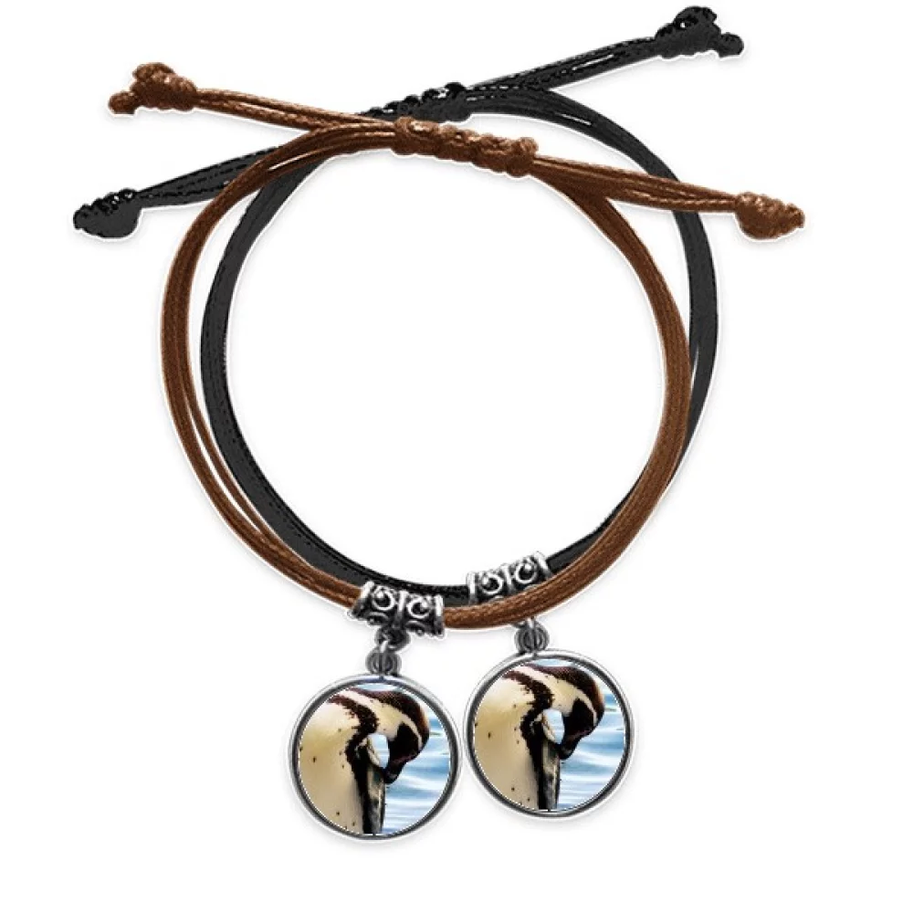 Ocean Antarctic Penguin Science Nature Picture Bracelet Double Leather Rope Wristband Couple Set