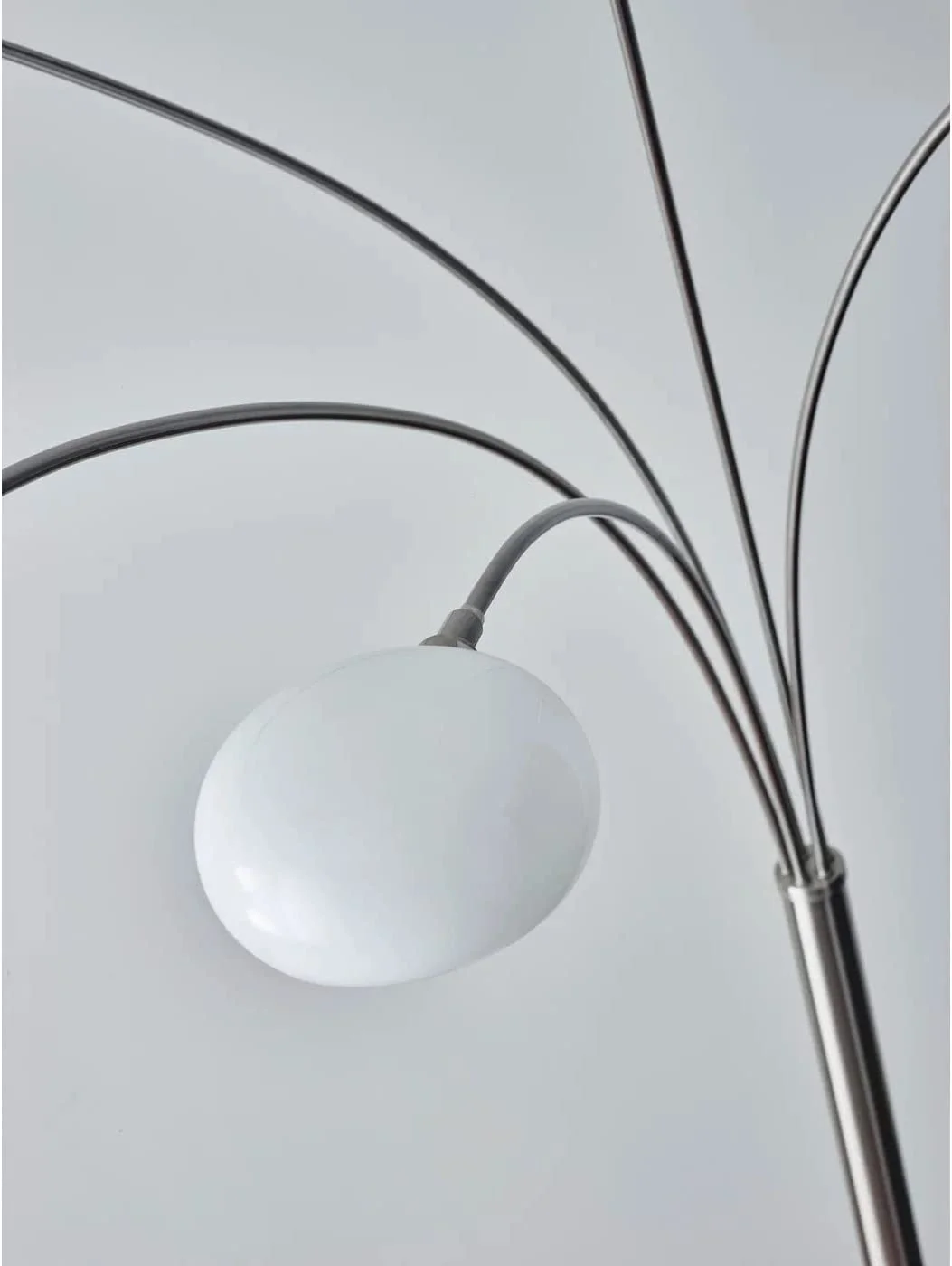 GOURE 3346-22 Luna Arc Lamp, 86 in, 5 x 40W Candelabra, Brushed Steel, 1 Floor Lamp , White