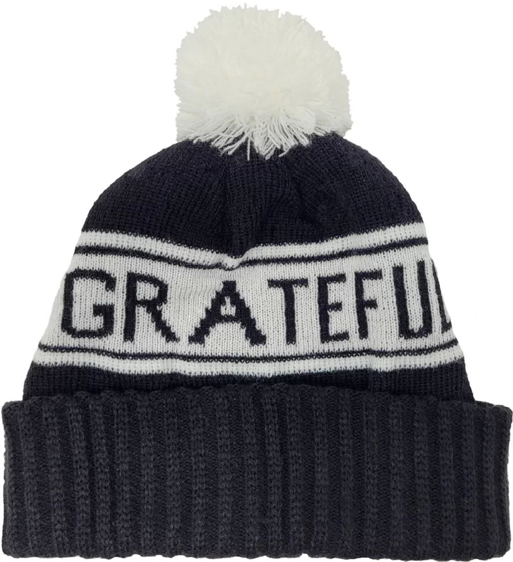 Ripple Junction Grateful Dead Adult Unisex Knit Pom Pom Beanie Black/White