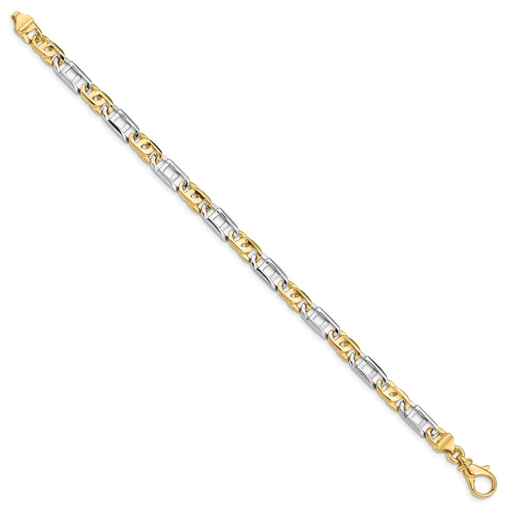 Auriga 14K Two-Tone Gold 5.5mm Hand Fancy Link Bracelet 7.5inch for Women
