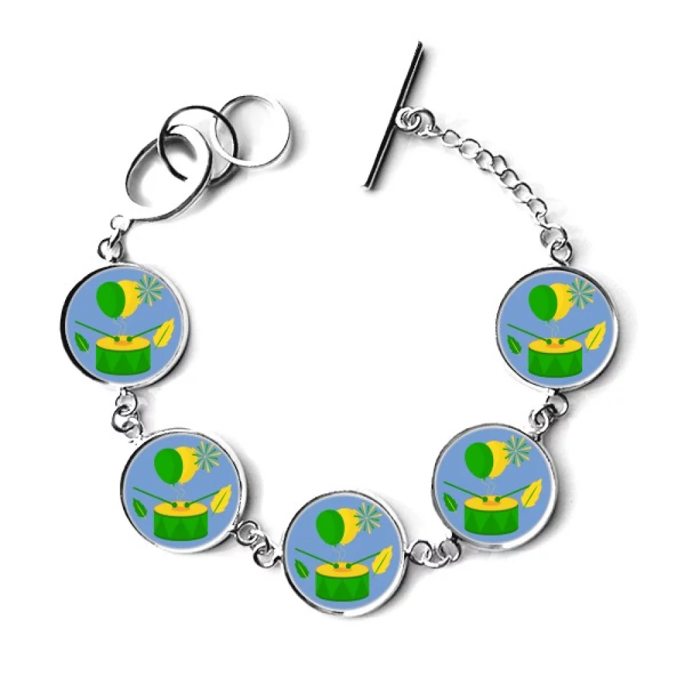 Rio Brazil Carnival Drum Instrument Bracelet Chain Charm Bangle Jewelry