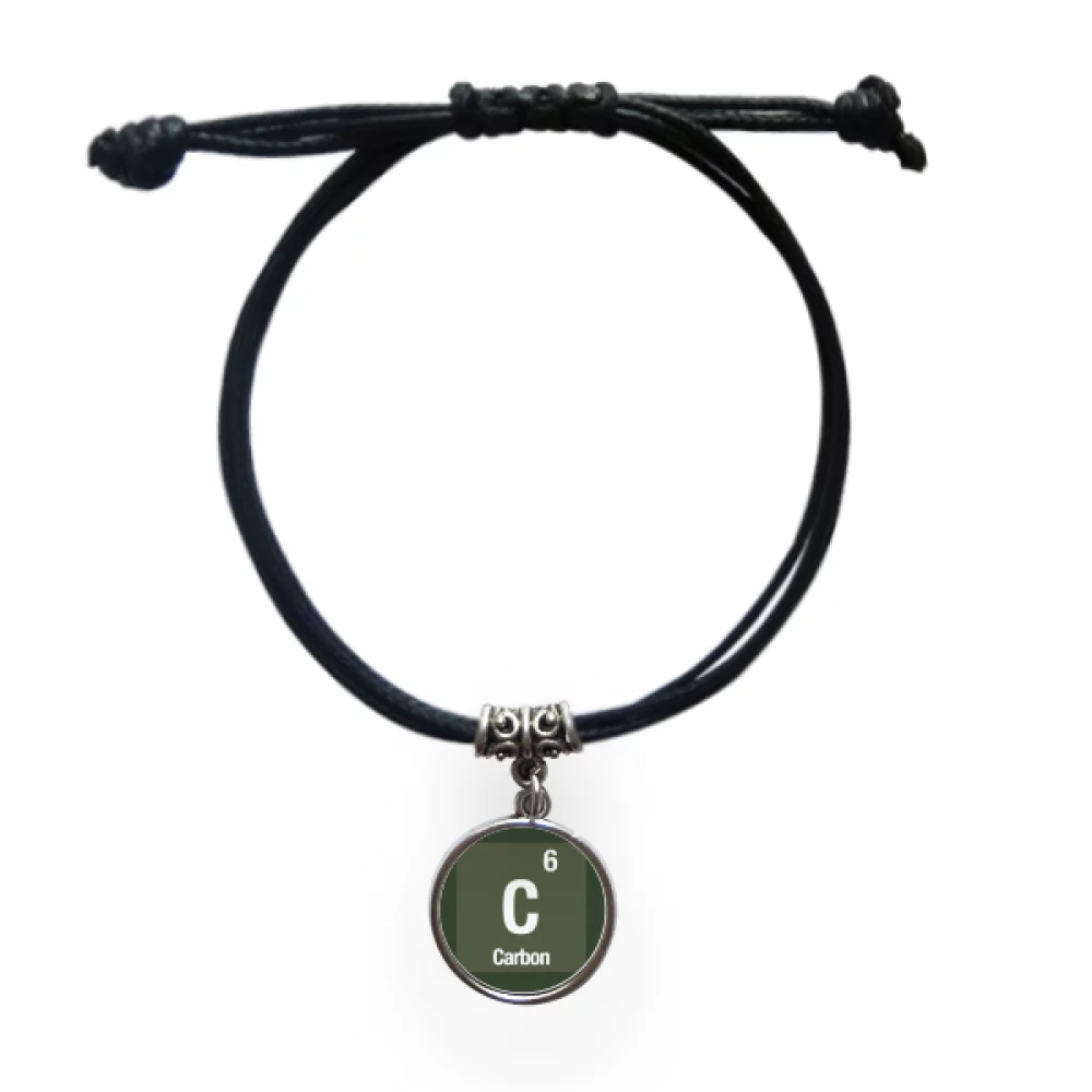 C Carbon Checal Element Science Bracelet Leather Rope Wristband Black Jewelry