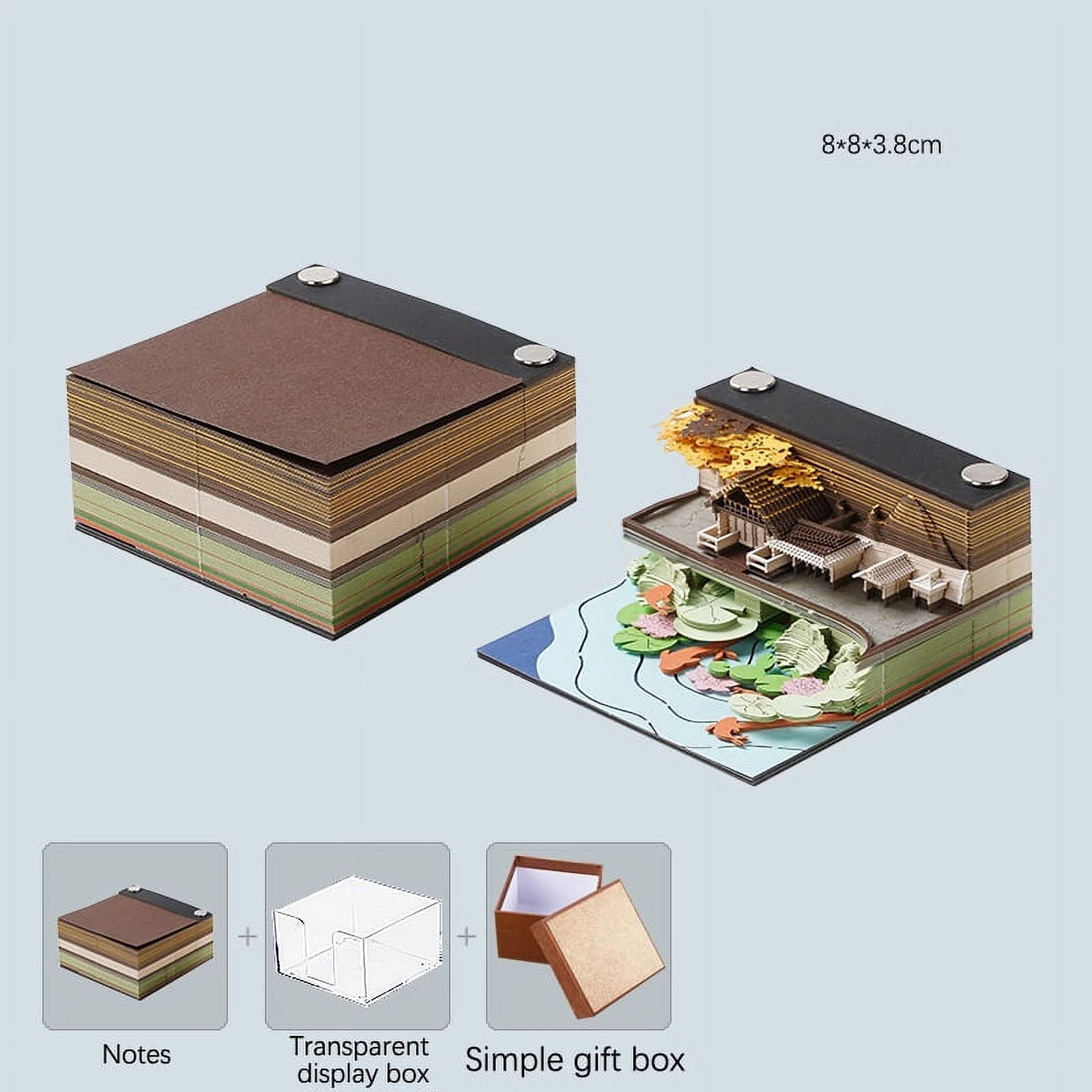 Desk Calendar,2024 Calendar Memo Pad,Creative Desk Calendar DIY Notes Notepad,3D Art Calendar Paper Carving Gift House Sculpture