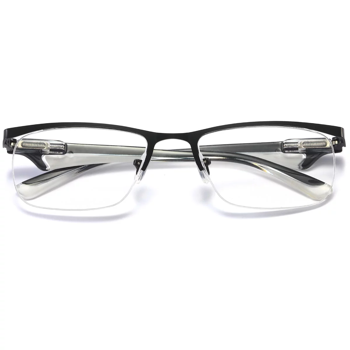 MAGIMODAC Metal Readers Rectangle Half Frame Classic Clear Spring Hinges Reading Glasses for Men Women