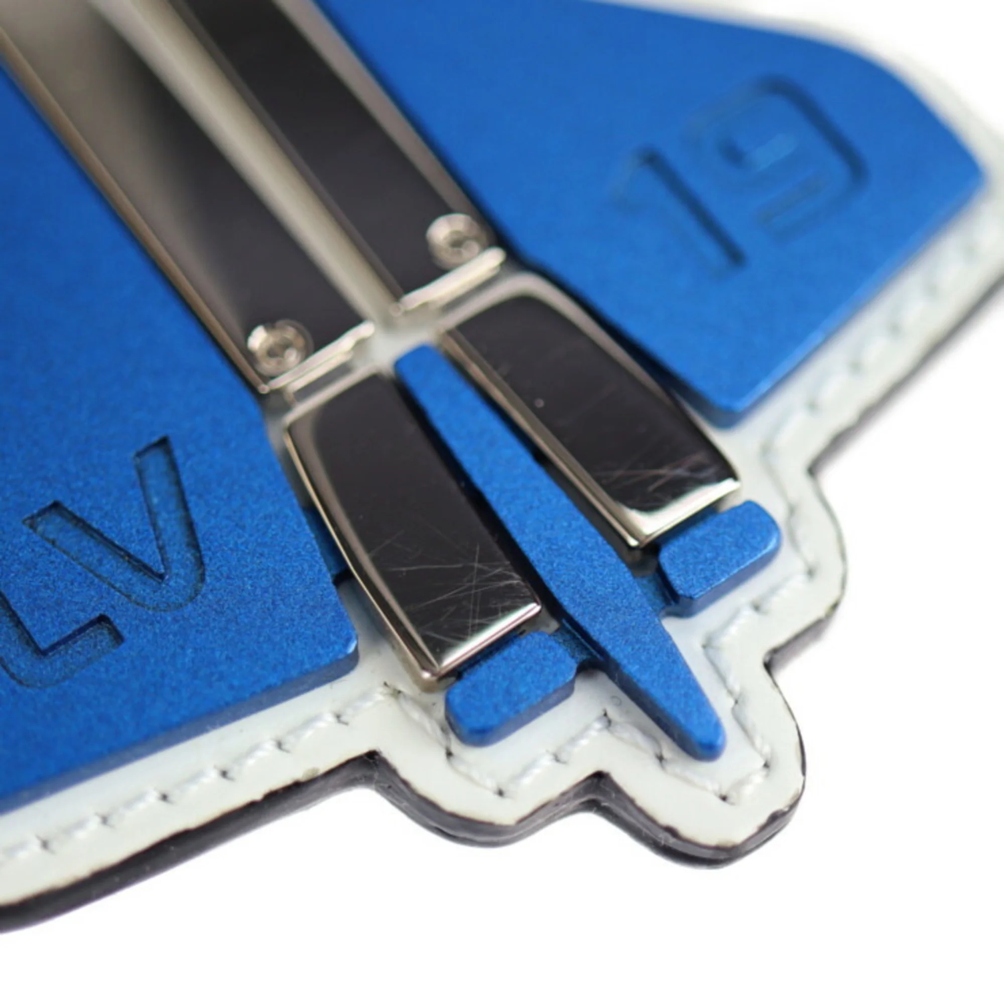 Pre-Owned LOUIS VUITTON Louis Vuitton Porto Clé Mascot Locket Keychain MP2214 Metal Leather Blue Silver White (Good)