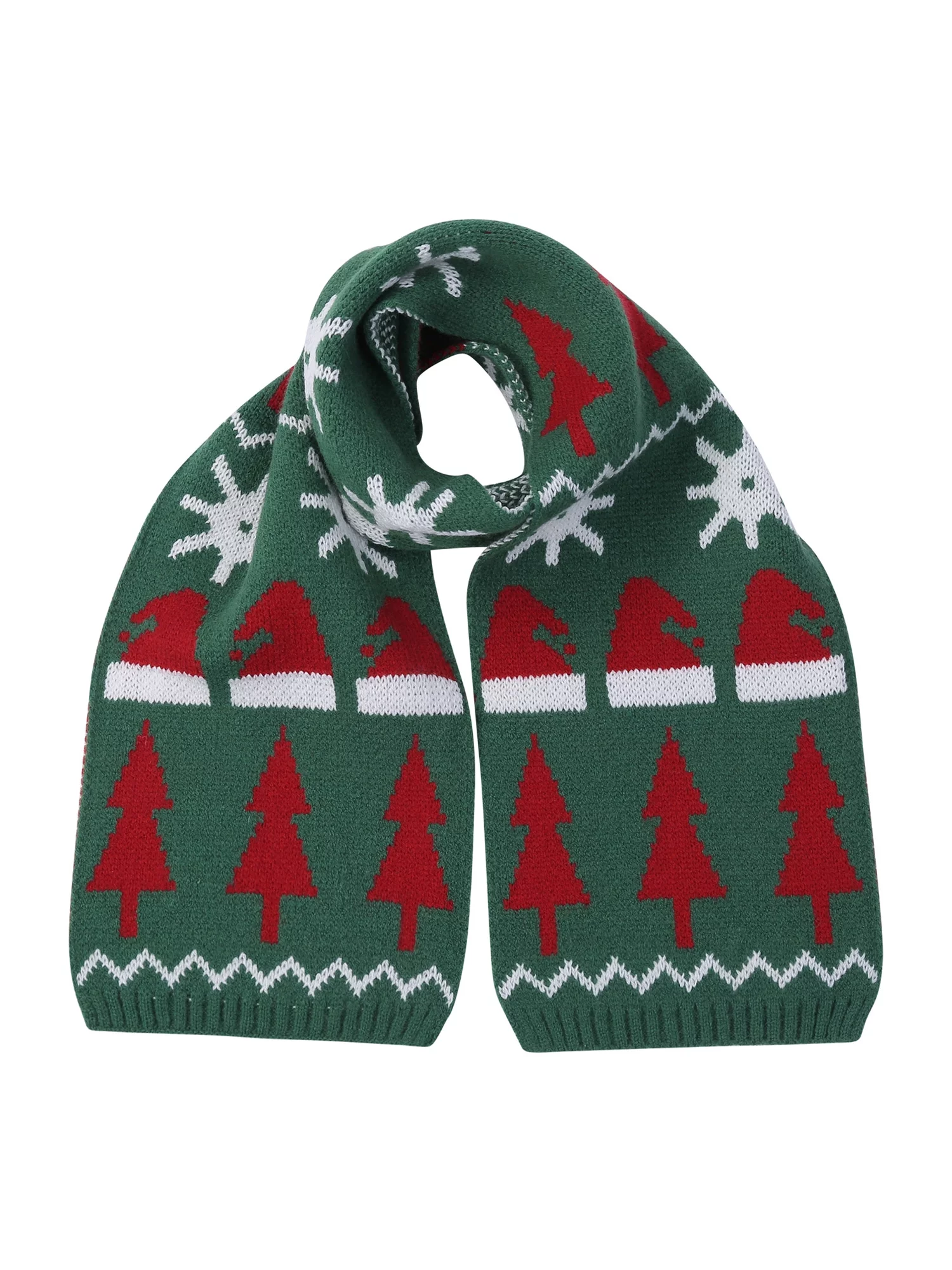 Carolilly Kids Christmas Scarf,Tree/Boot/Deer Print Neckerchief Knitted Scarf for Christmas Gifts