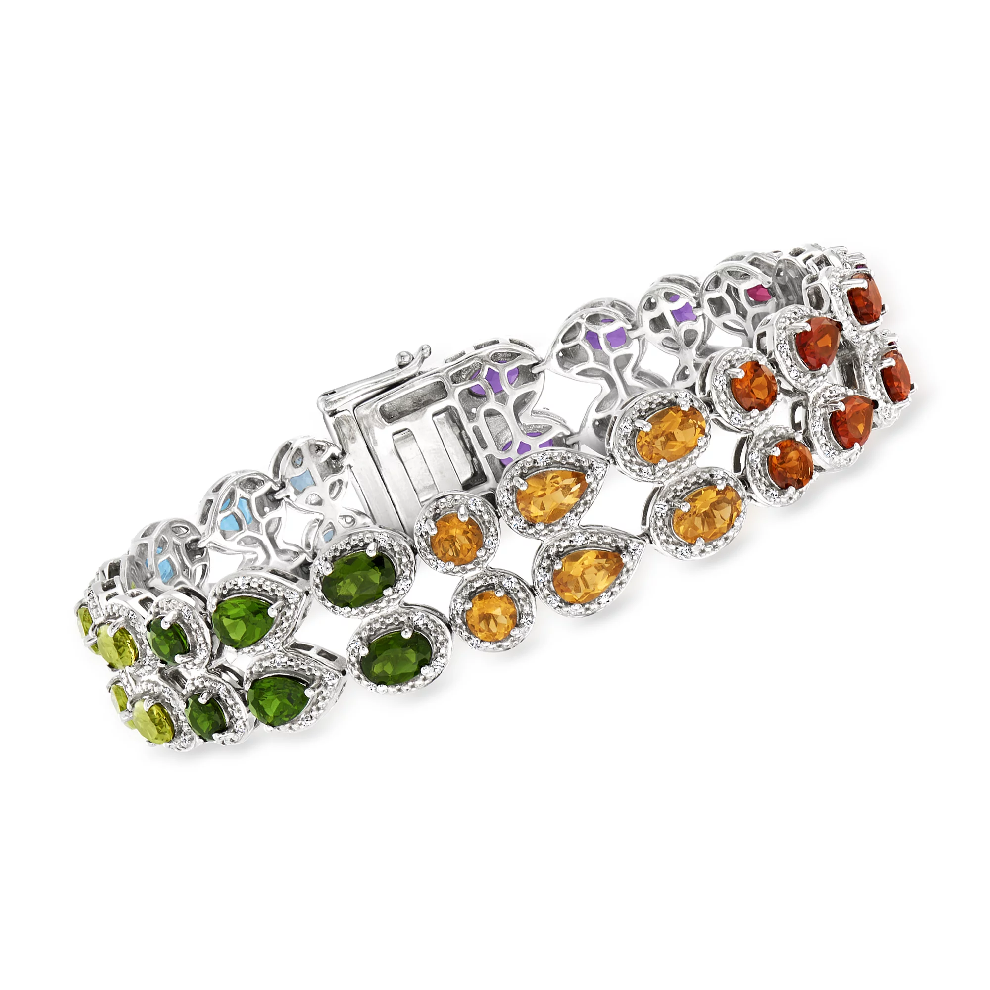 Ross-Simons 14.70 ct. t.w. Multi-Gemstone Bracelet in Sterling Silver, Women's, Adult
