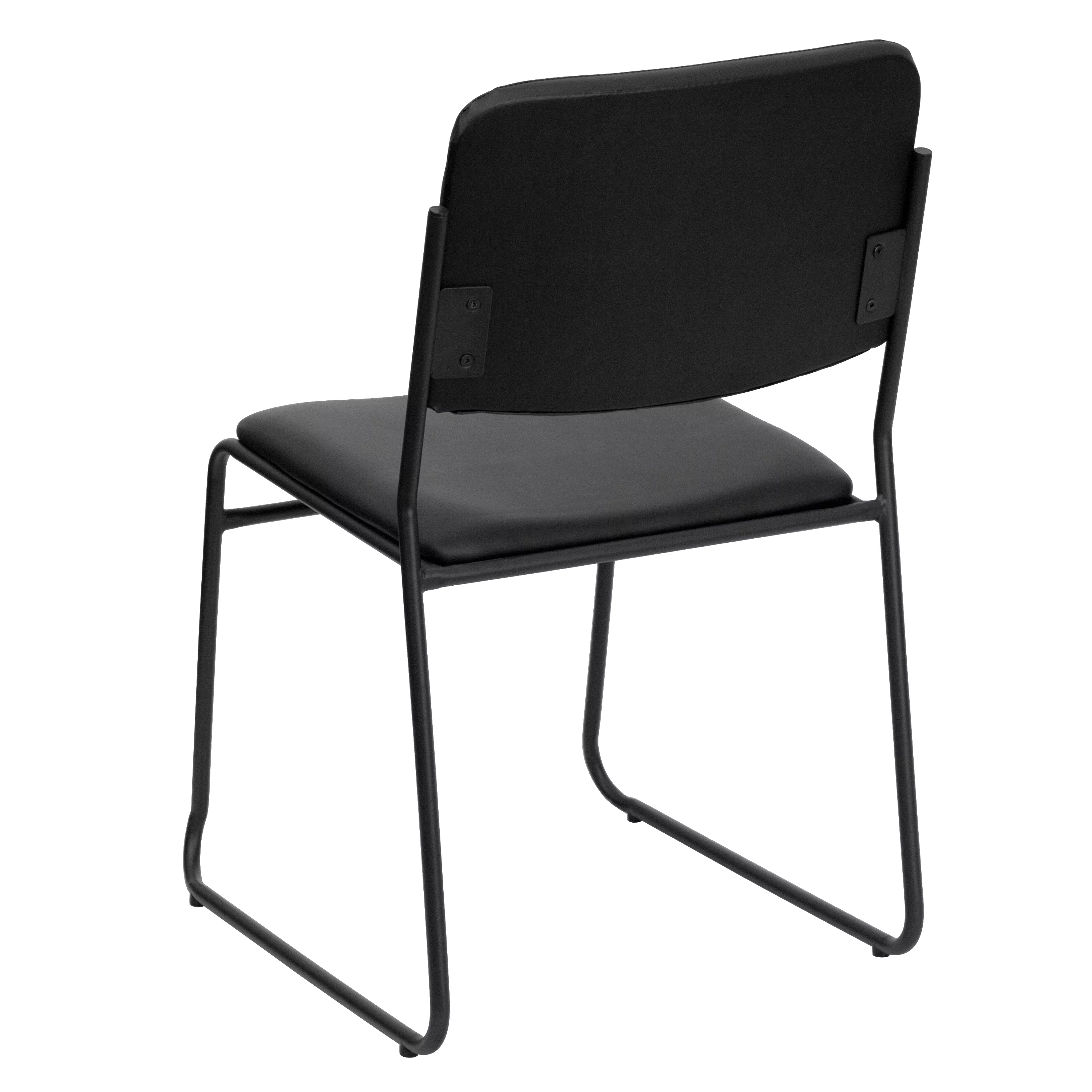 Emma + Oliver 500 lb. Capacity High Density Black Vinyl Stacking Chair