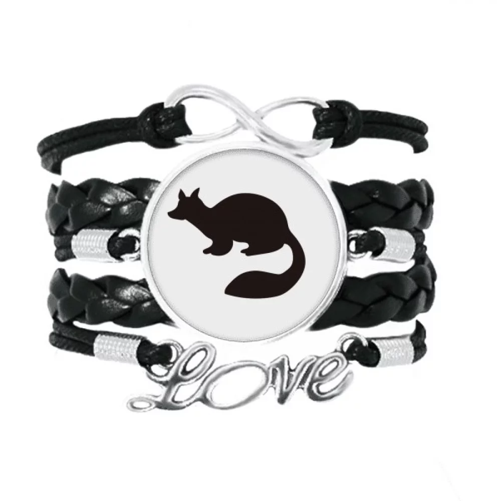 Black Marten Animal Portrayal Bracelet Love Accessory Twisted Leather Knitting Rope Wristband