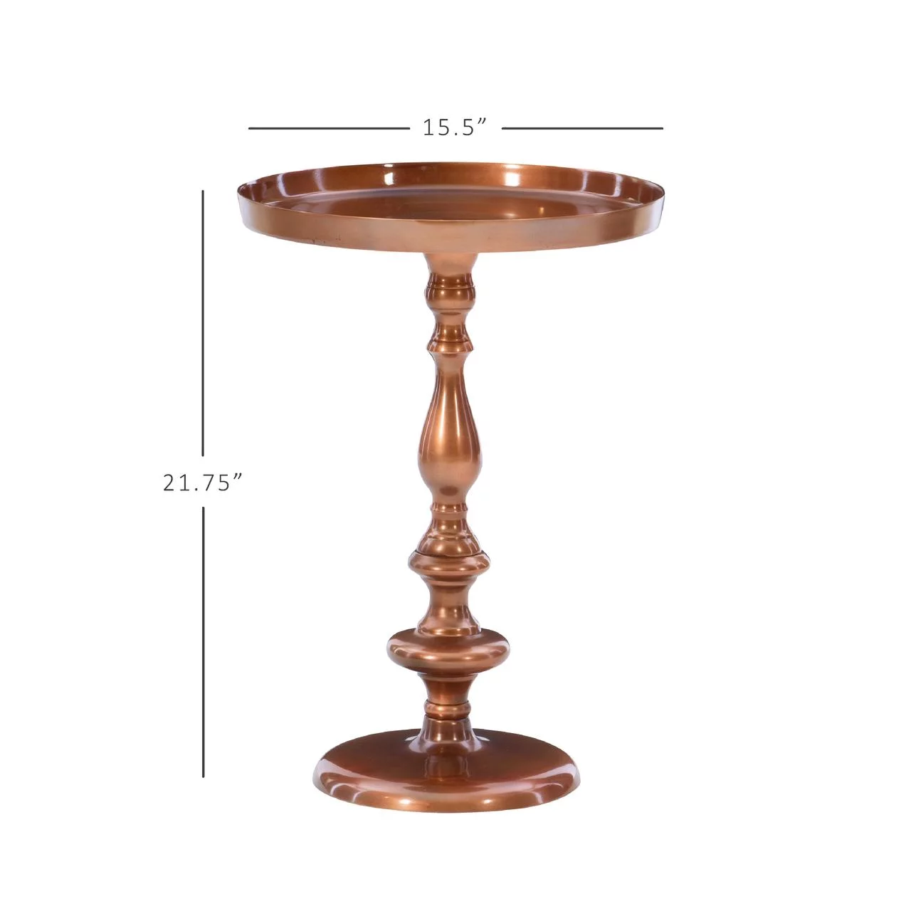 Wiggins Round Metal Pedestal Accent Side Table, Antique Copper