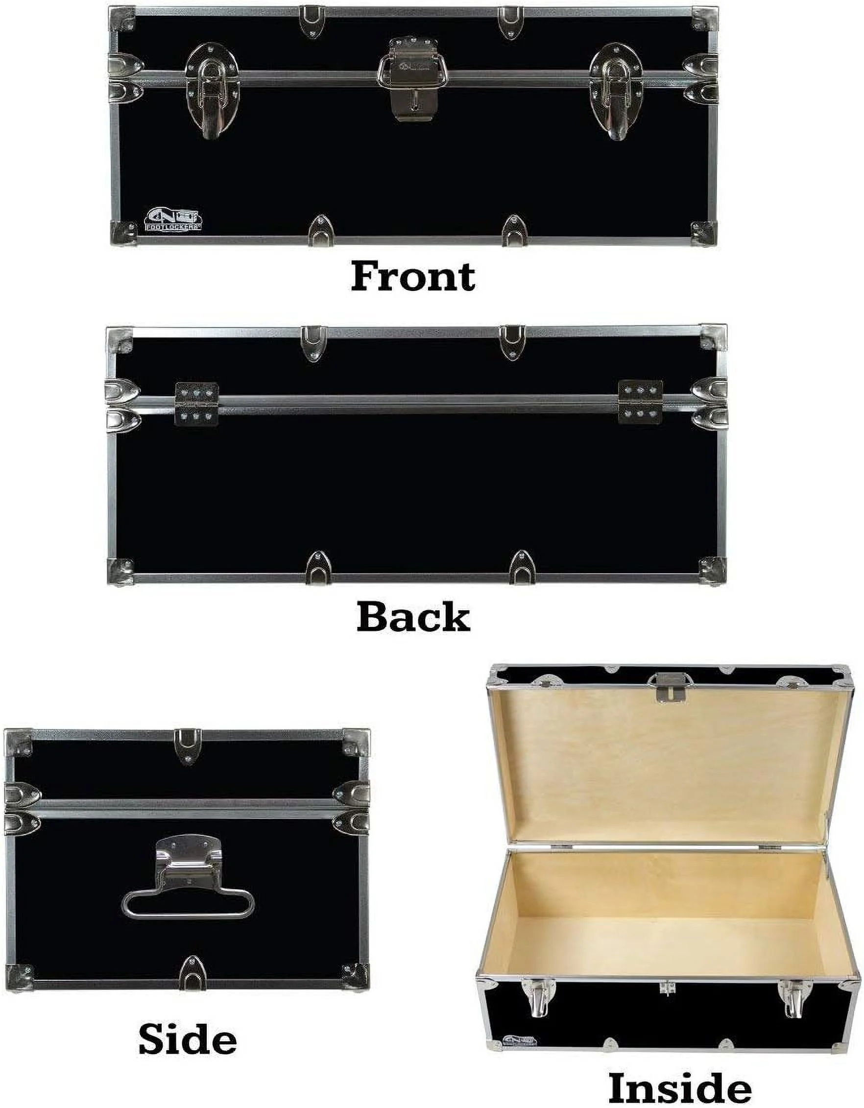 Summer Camp Trunk With Organizer Tray - Happy Camper Storage Chest - Available In 20 Colors - 32 X 18 X 13.5 Inches (Black)