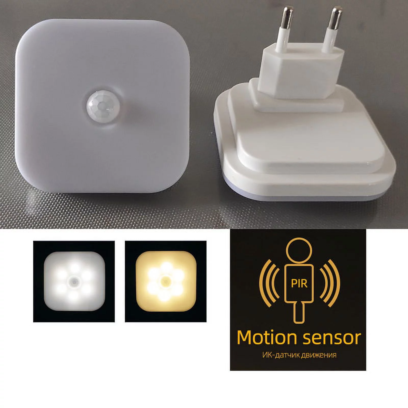 Night Light With EU Plug Smart Motion Sensor LED Wall Plug Lamp Bedside Lamp