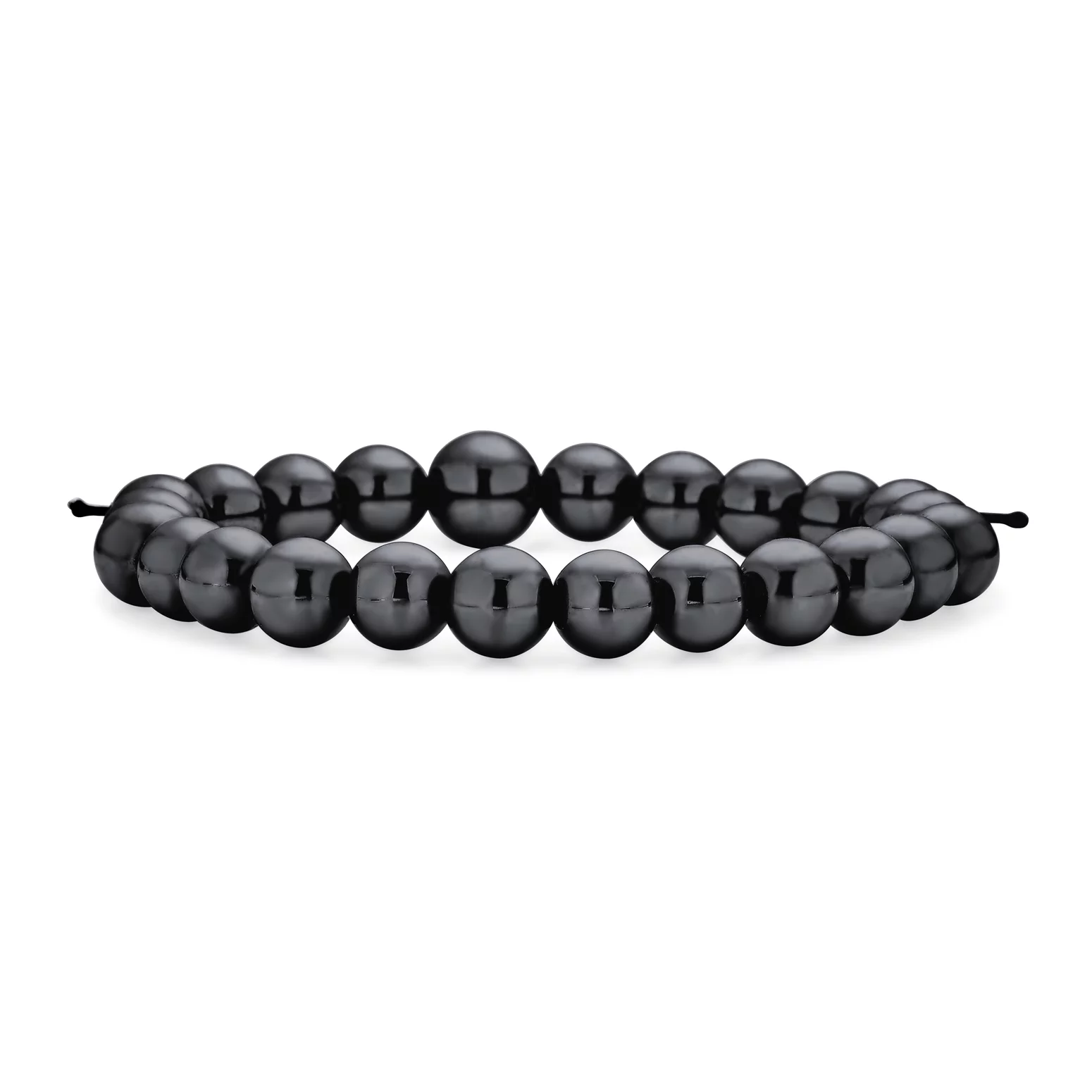 Bling Jewelry Mala Prayer Black Grey Hematite Strand Ball Bead Stretch Bracelet 8MM