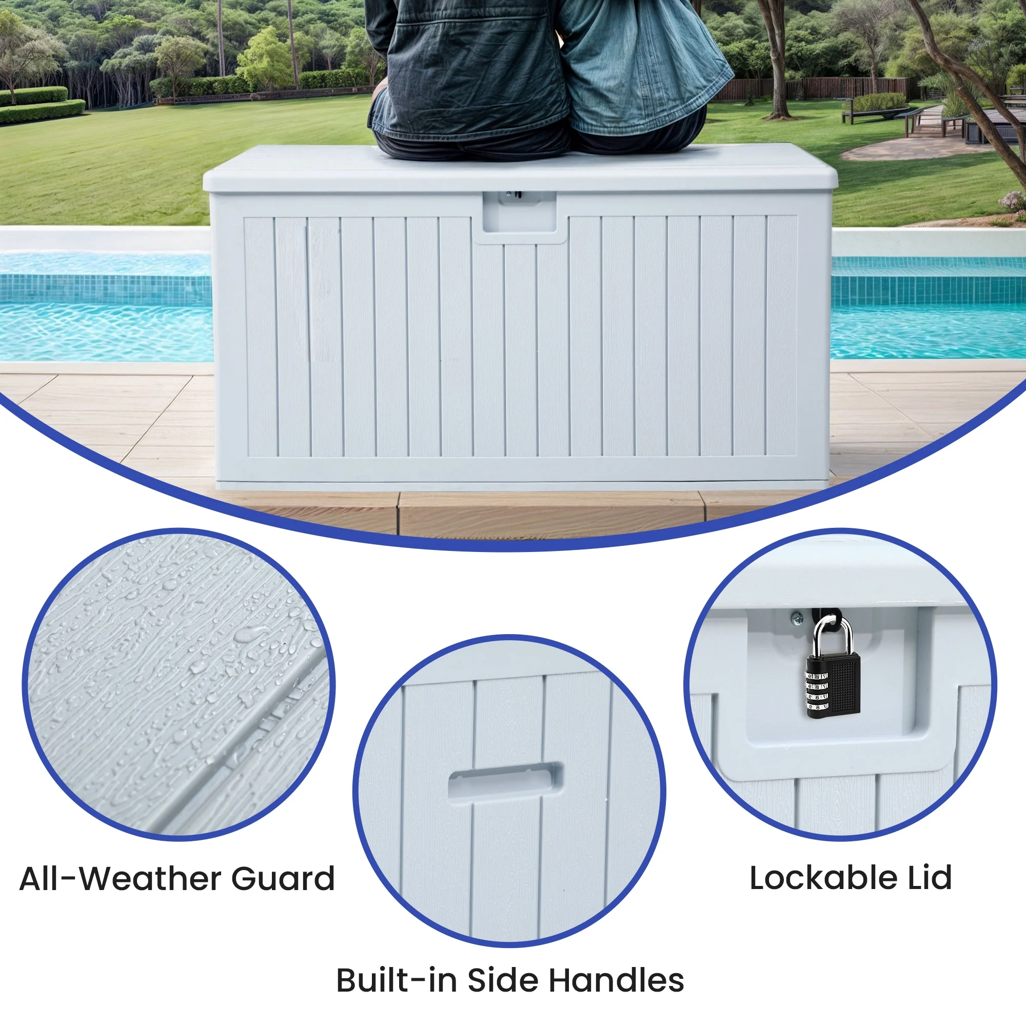 ‎XL Outdoor Storage Patio Box, Capacity 150 Gallons, Storage Patio Deck Box White Aesthetic, Weatherproof