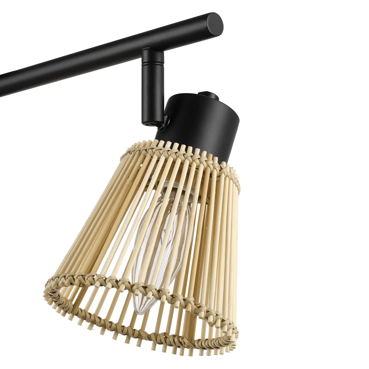 Globe Electric 3-Light Matte Black Track Lighting with Bamboo Shades, 91005760