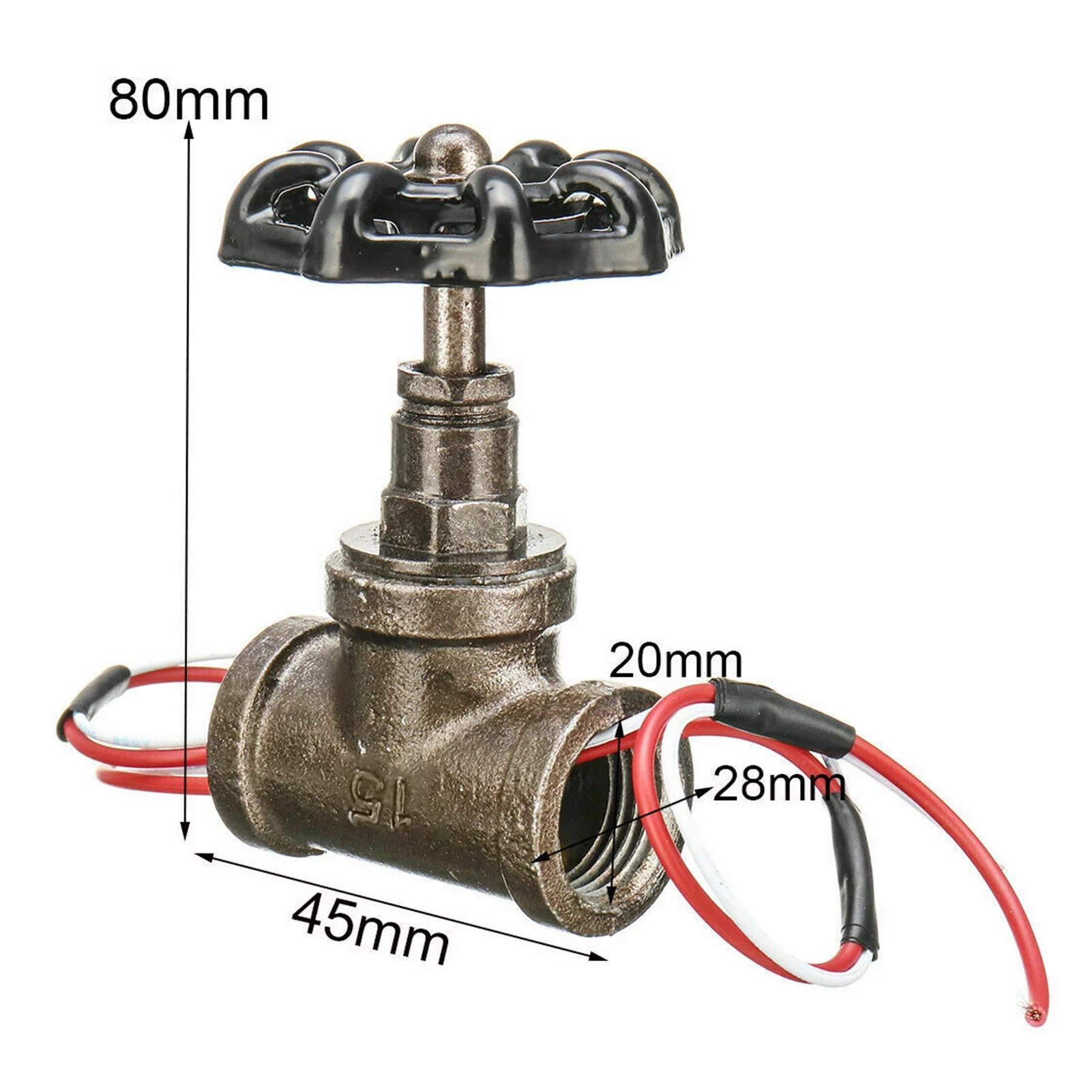 1/2 Inch Stop Valve Light Switch with Wire for Vintage Steampunk Table Lamp Loft Style Iron Valve