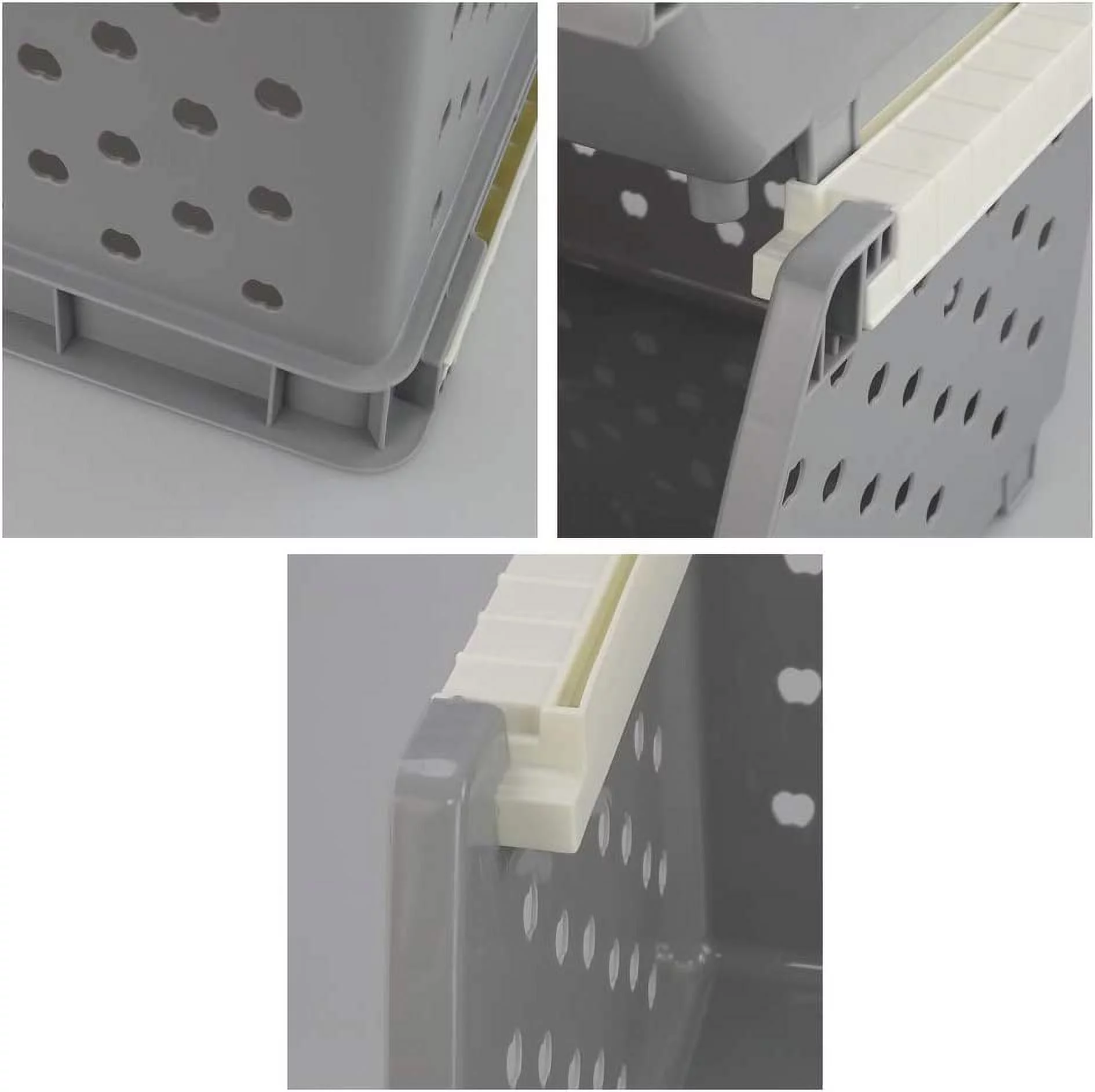 BSL 4-Pack Plastic Stacking Storage Basket, Stackable Organizer Bin, Gray