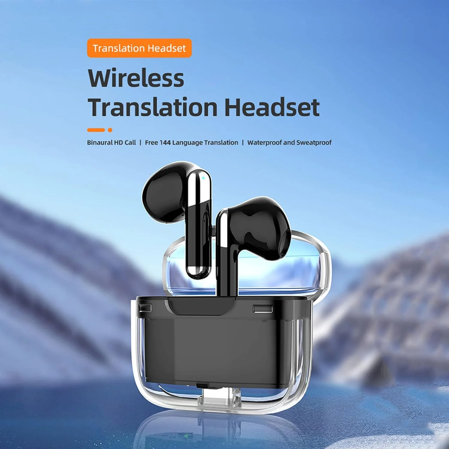 Smart Translation Earbuds, Two-Way Real-time Translator Earbuds 144 Languages with APP,True Wireless Bluetooth Translator Headphones with Charging Case for Business Travelling , Black