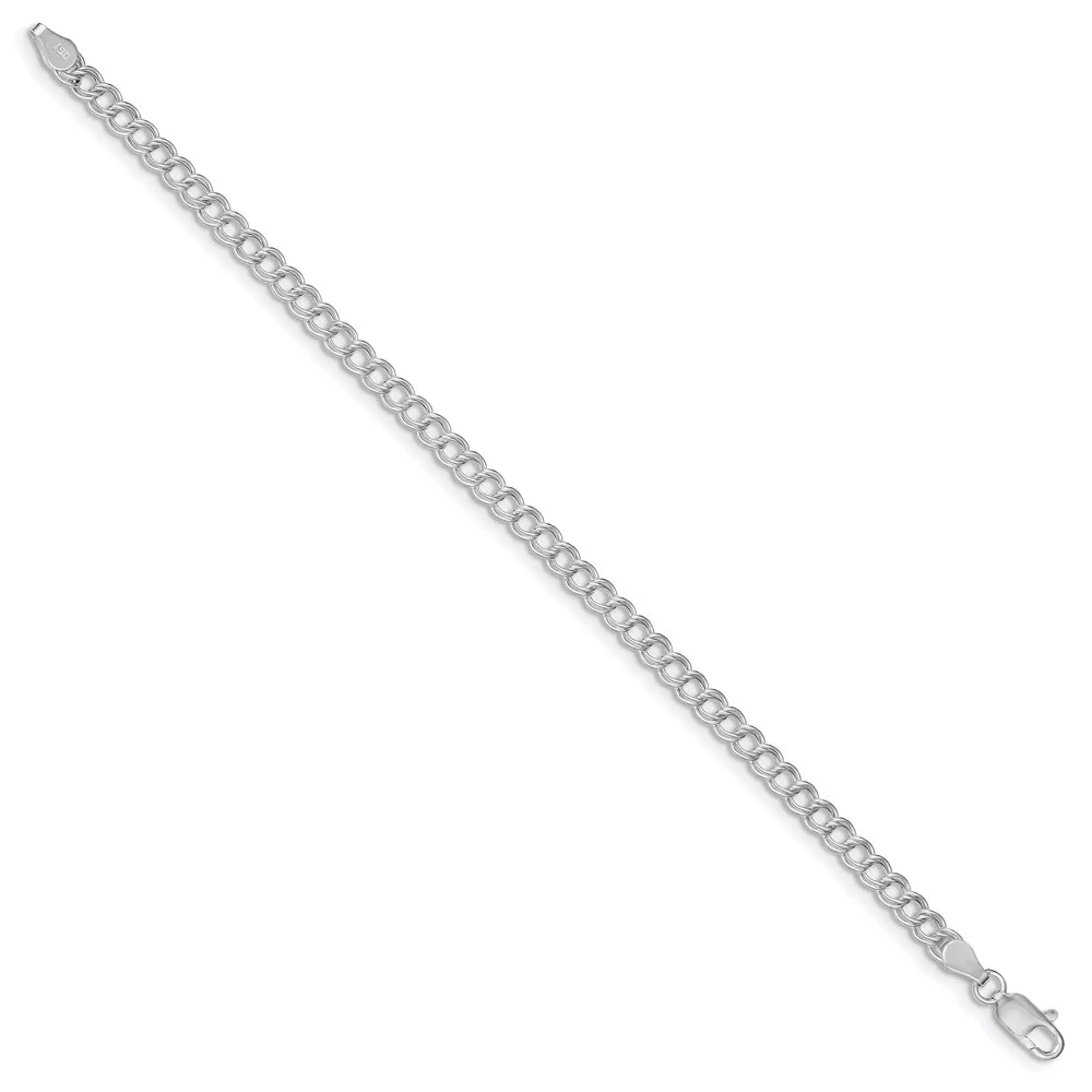 Auriga Fine Jewelry 925 Sterling Silver 4.25mm Double Link Charm Bracelet 6 inch for Women