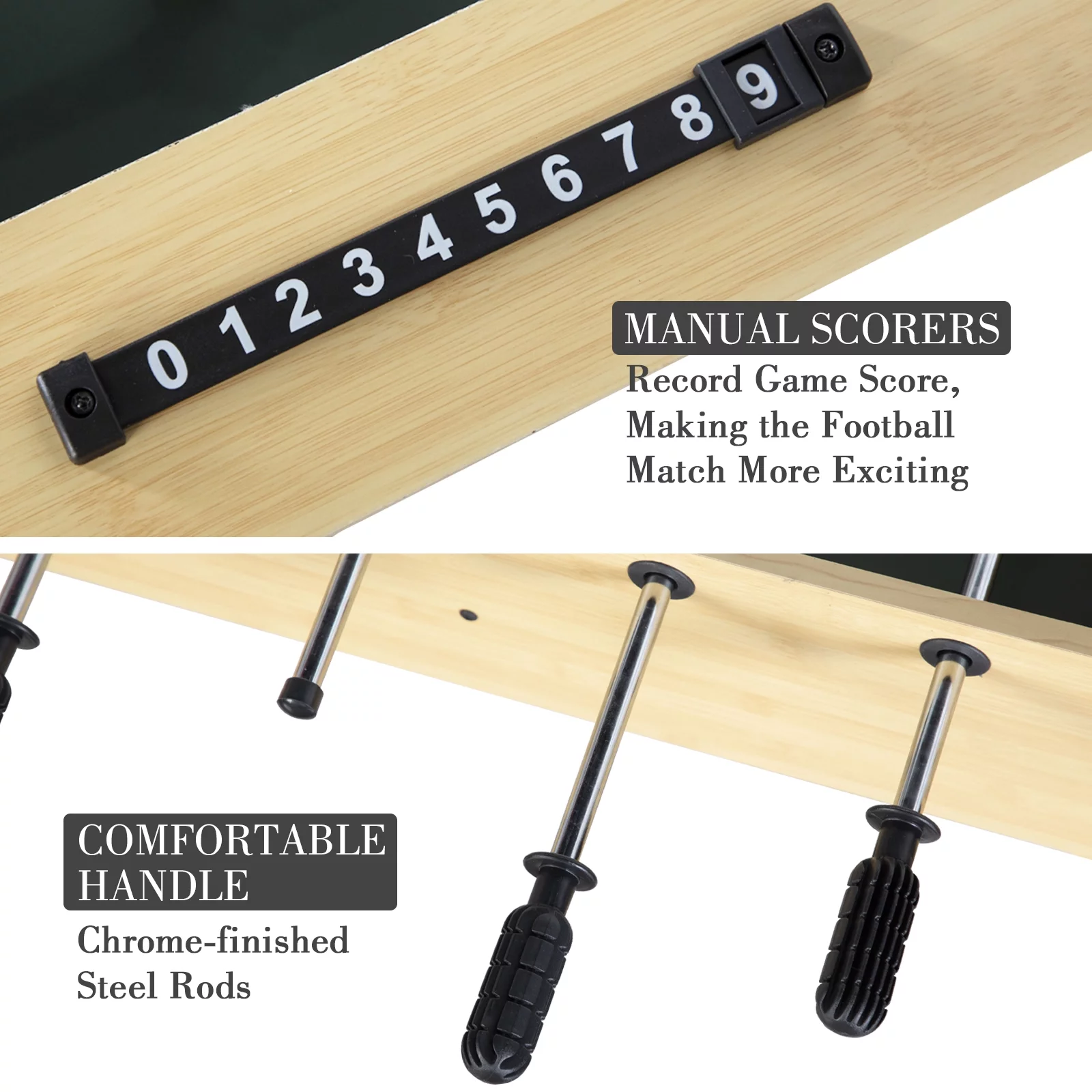 RayChee 48in Foosball Table, Competition Sized Soccer Table for Game Room w/ 2 Balls, 2 Cup Holders (Bamboo Grain)