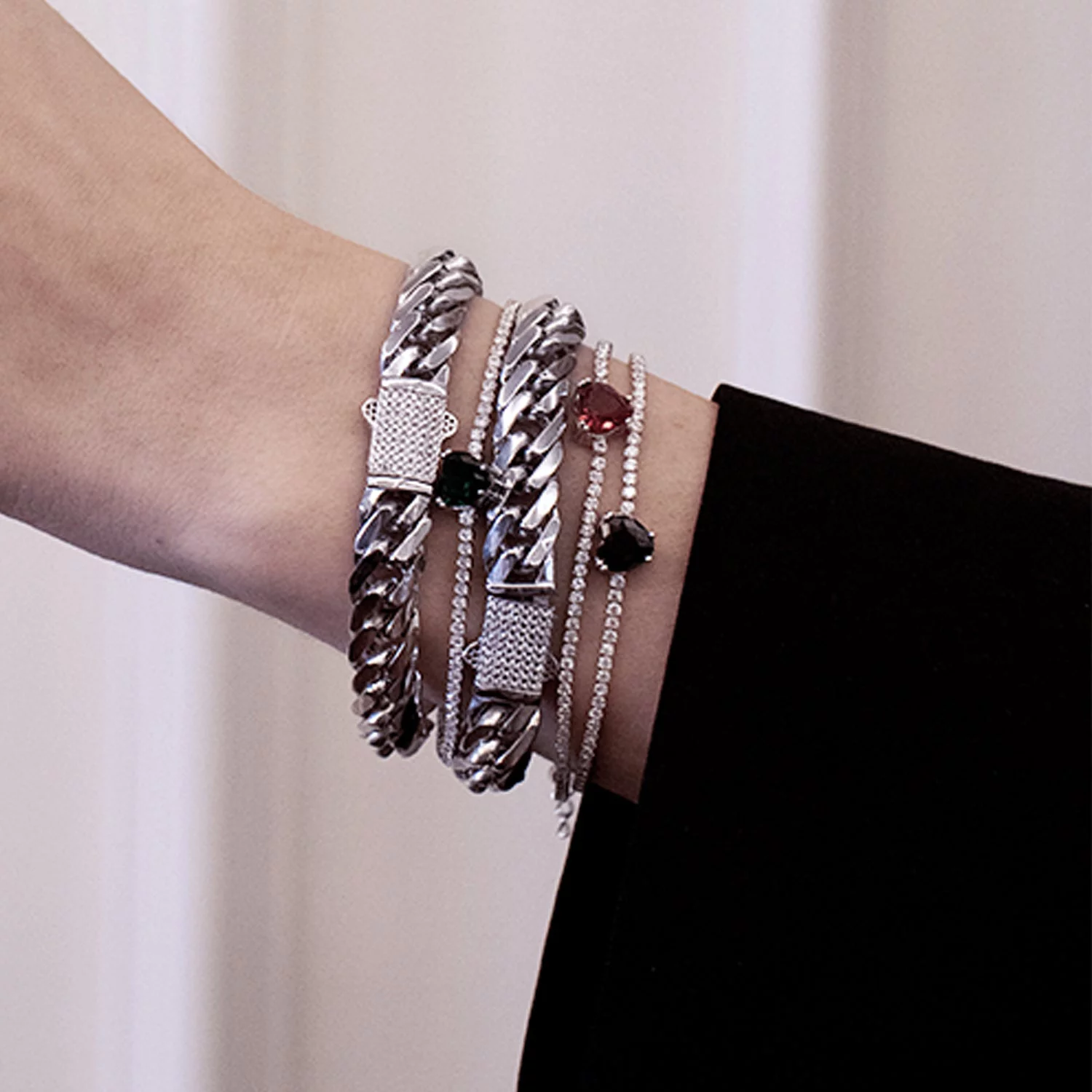 10mm 925 Sterling Silver Hollow Curb Chain Bracelet 8.4 in, Diamond Cut Flat Link Chain Bracelet for Men Zirconia Crystal Full Diamond Clasp