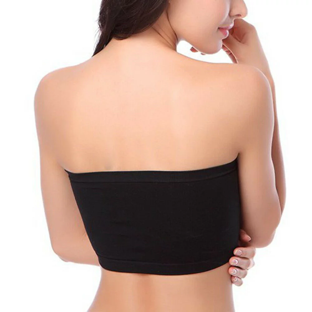 Nituyy Women's Seamless Bandeau Crop Tube Top Bra Strapless Padded Bralette