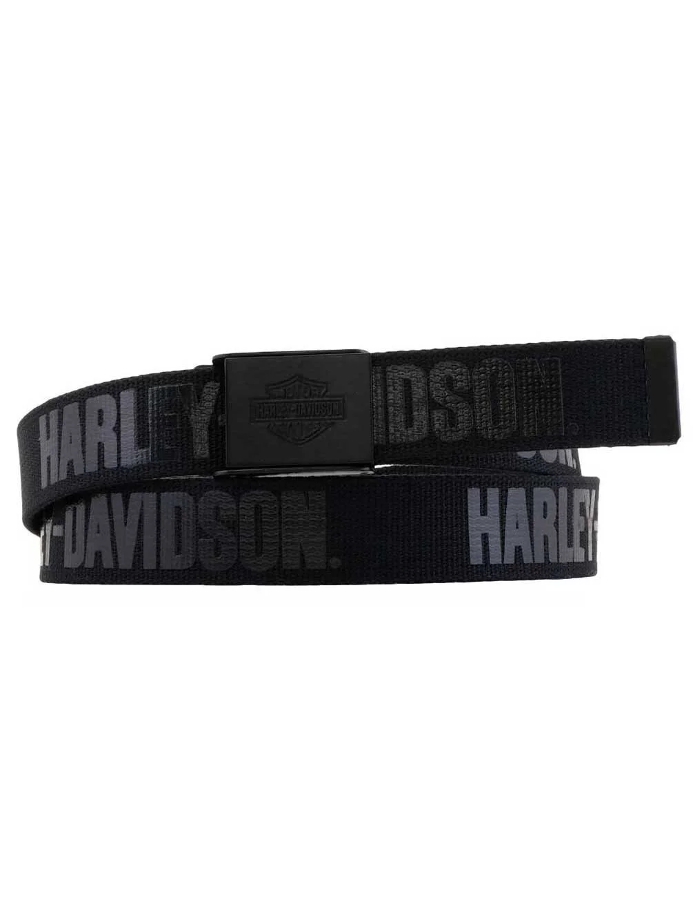 Harley-Davidson Men's Fasten Up Adjustable Slide Buckle Cotton Belt - Black, Harley Davidson